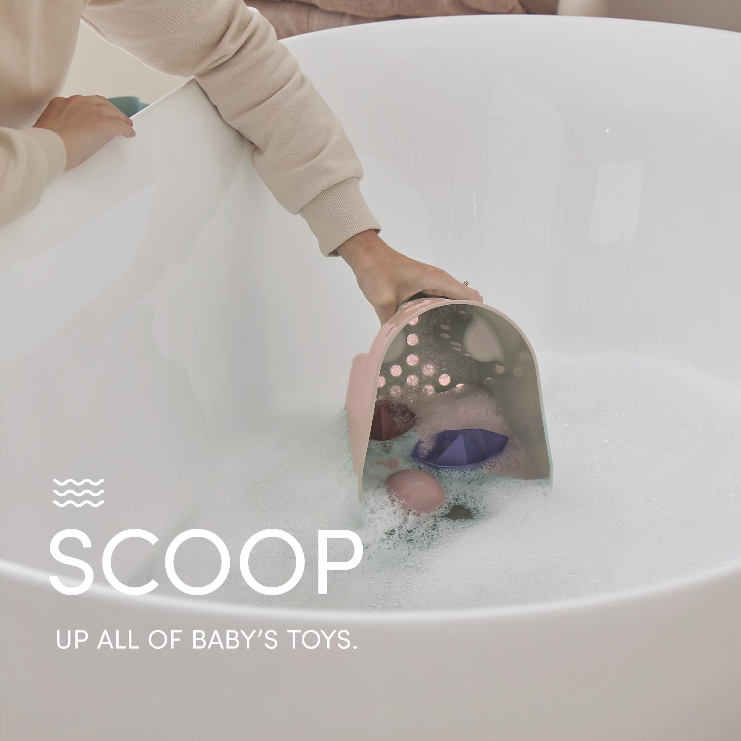 Shnuggle Ellie Bath Toy Storage Scoop & Organiser | Blush | Made from 98% Recycled Plastic 3