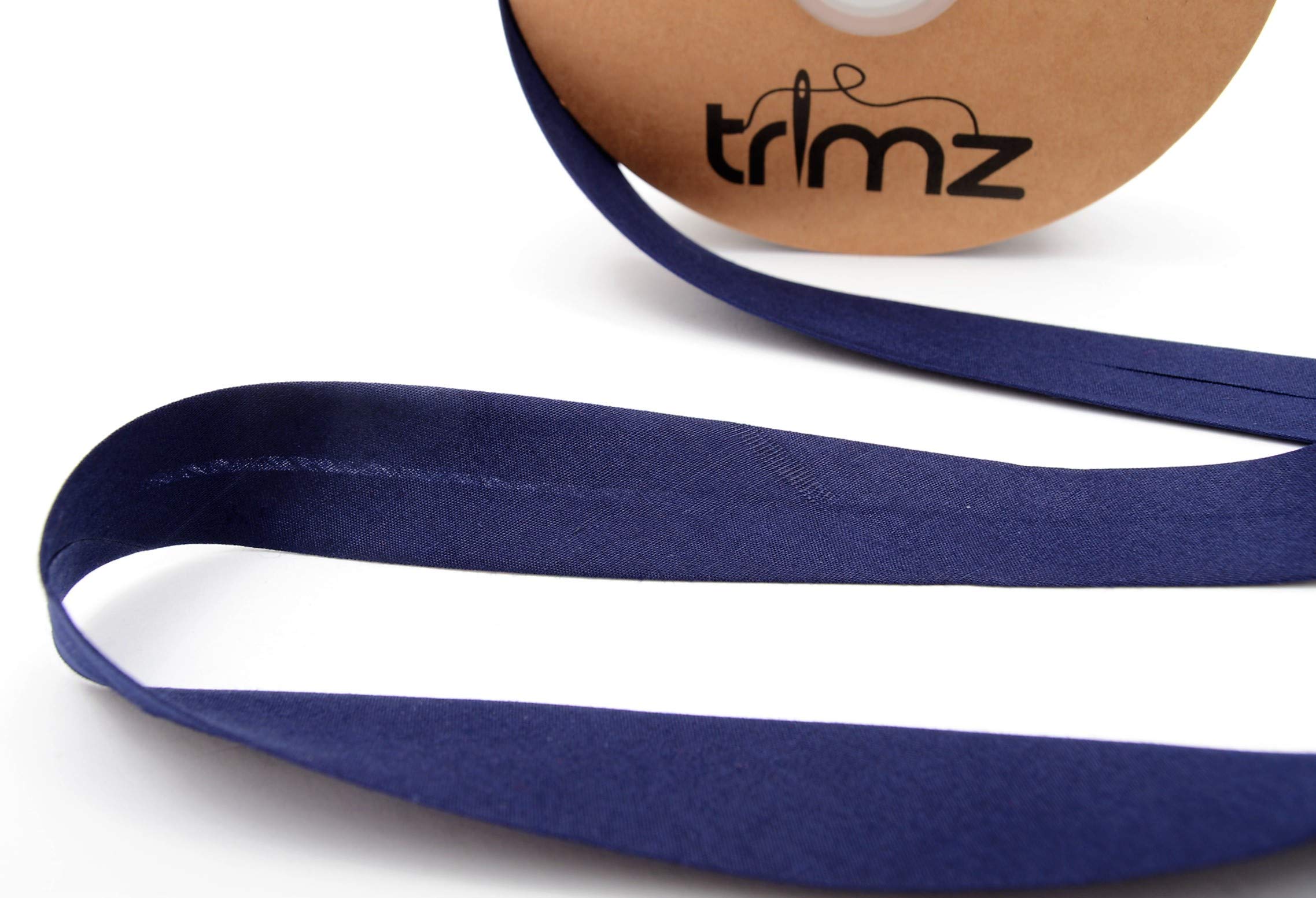 Trimz Cotton Bias Tape - Single Fold Binding | 25mm Width | 20m Reel | Navy Blue 3