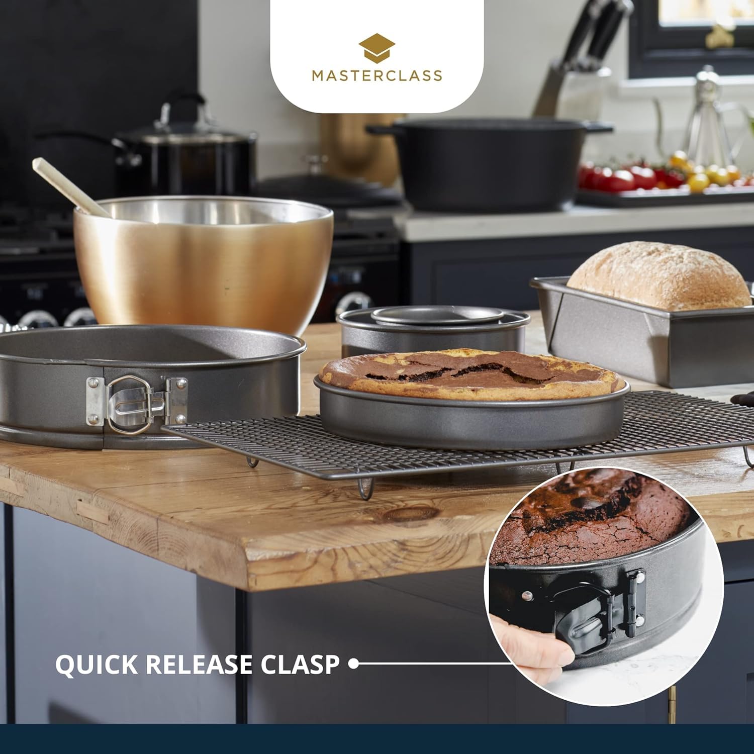 MasterClass KCMCHB10 Non-Stick Quick-Release Springform Cake Tin | 23 cm (9 Inch) | Carbon Steel 6