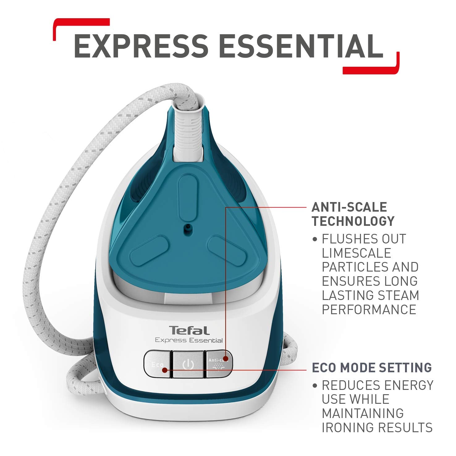 Tefal Express Essential Steam Generator Iron - 120g/min Steam Output | 5.2 Bar Pressure 3