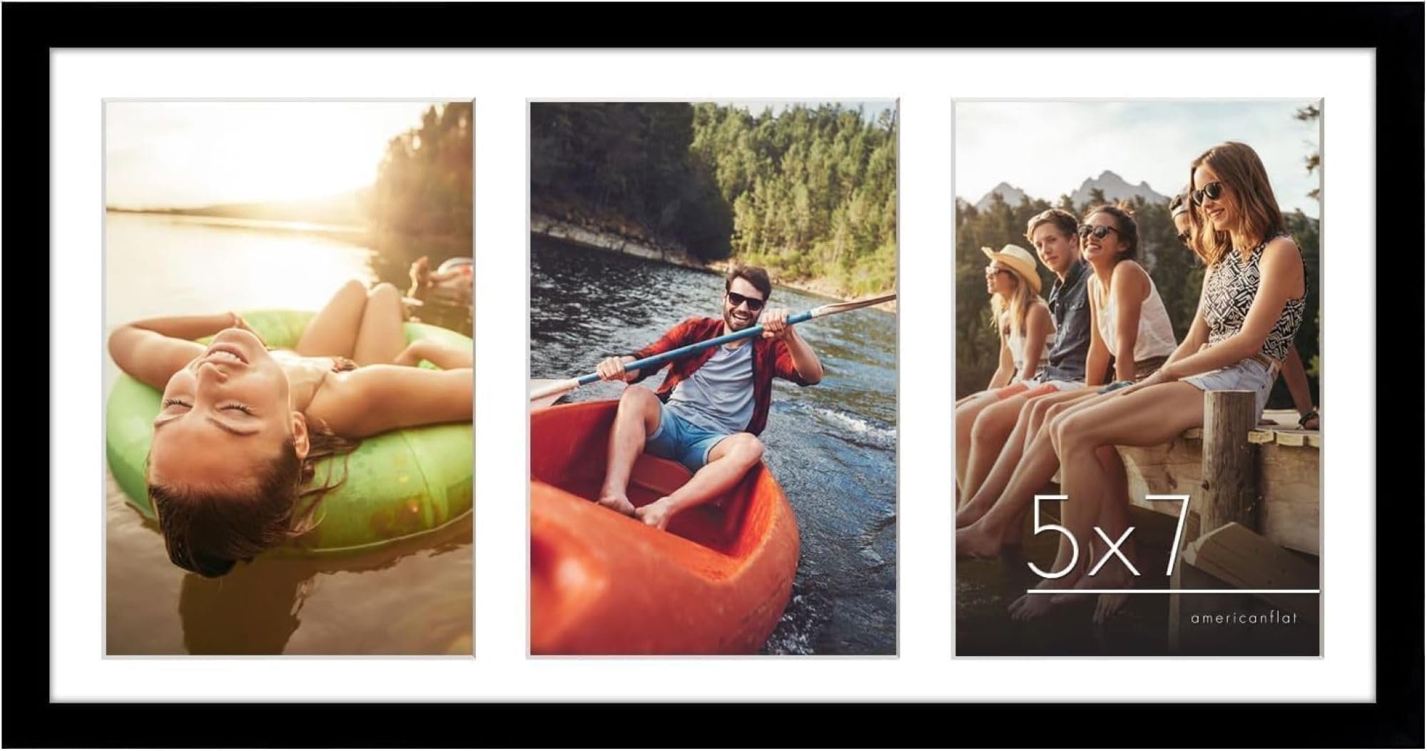 Americanflat Black 8x16 Picture Frame Collage | Shatter-Resistant Glass | Tabletop & Wall Mount