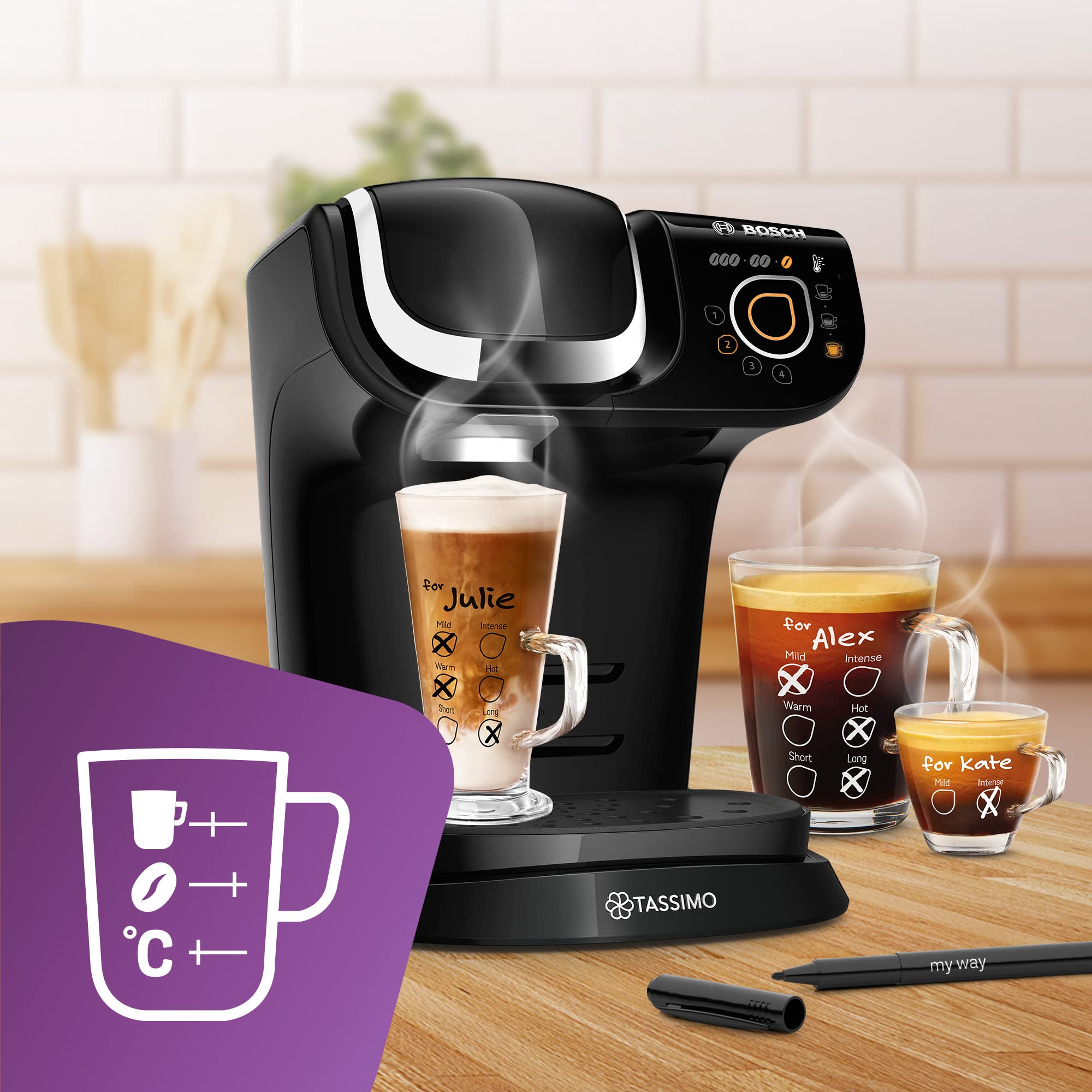 Tassimo by Bosch My Way 2 TAS6502GB Single Serve Coffee Machine - 1500W, 1.3L Tank, Black 5