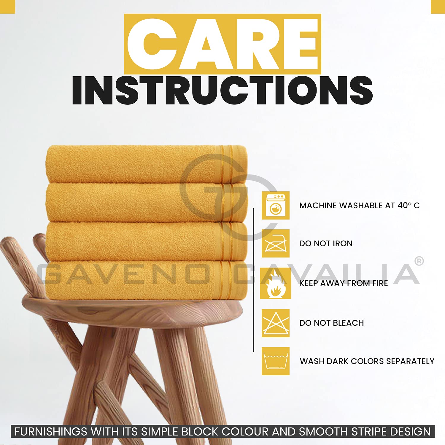 GC GAVENO CAVAILIA Wilsford Bath Sheets - 4 Pack Egyptian Cotton | 450 GSM | 75X135 Cm | Ochre 4