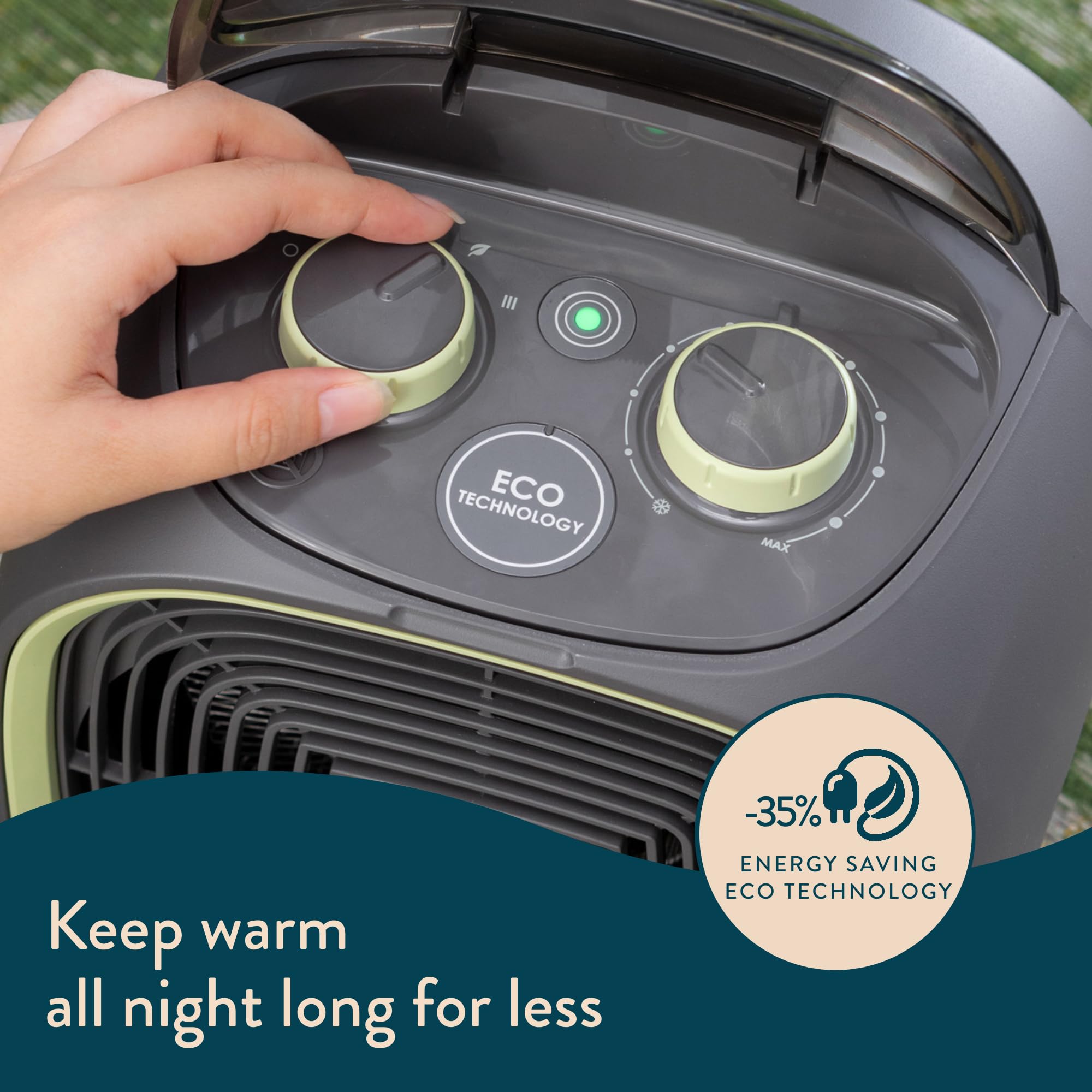 Dreamland Silent Power Eco Portable Electric Heater - 35% Energy Savings | IP21 Rated | Grey 6