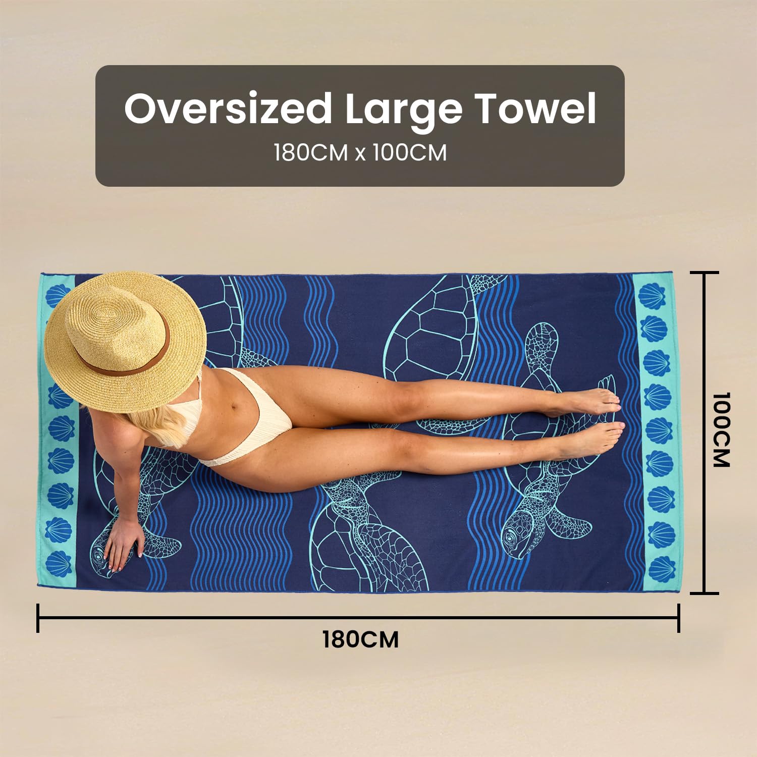 GC GAVENO CAVAILIA Extra Large Beach Towel - Quick Dry Microfibre, Sand Free, Non-Slip | 180 x 100 cm (1 Piece) 7