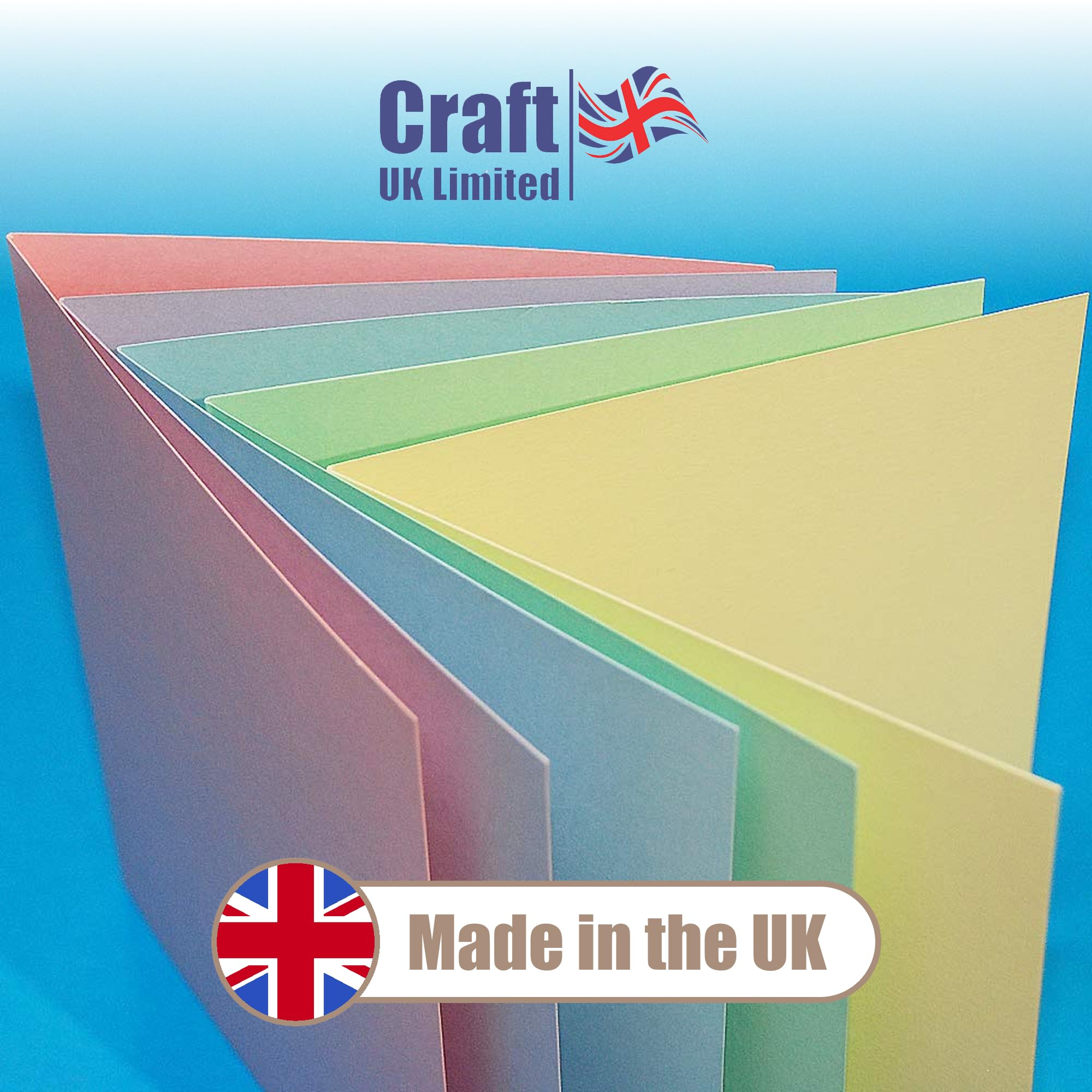 Craft UK 2308 - 6x6" Assorted Pastel Card Stock Pack | 40 Cards & Envelopes | 100g 2