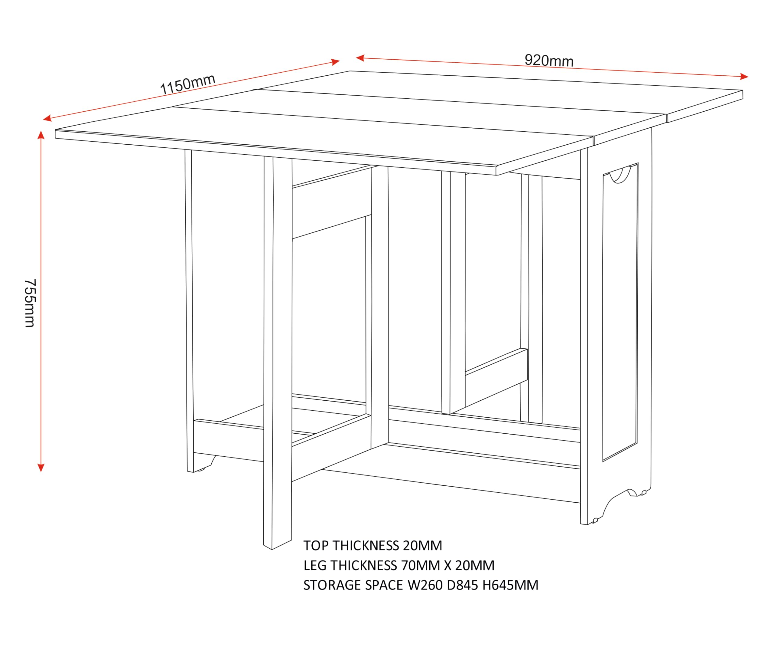 Seconique Santos Butterfly Dining Set - Space Saving, Foldable, Distressed Waxed Pine 9