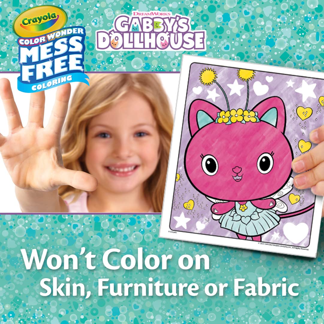 CRAYOLA Color Wonder - Gabby's Dollhouse Mess-Free Colouring Book | 18 Pages, 5 Markers 5