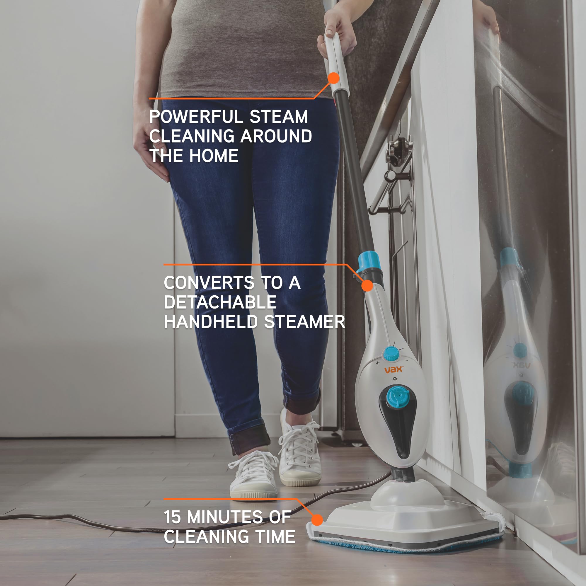 Vax Steam Clean Multi Steam Cleaner - Detachable Handheld & Mop | 30s Heat Up | 15 Min Steam 2