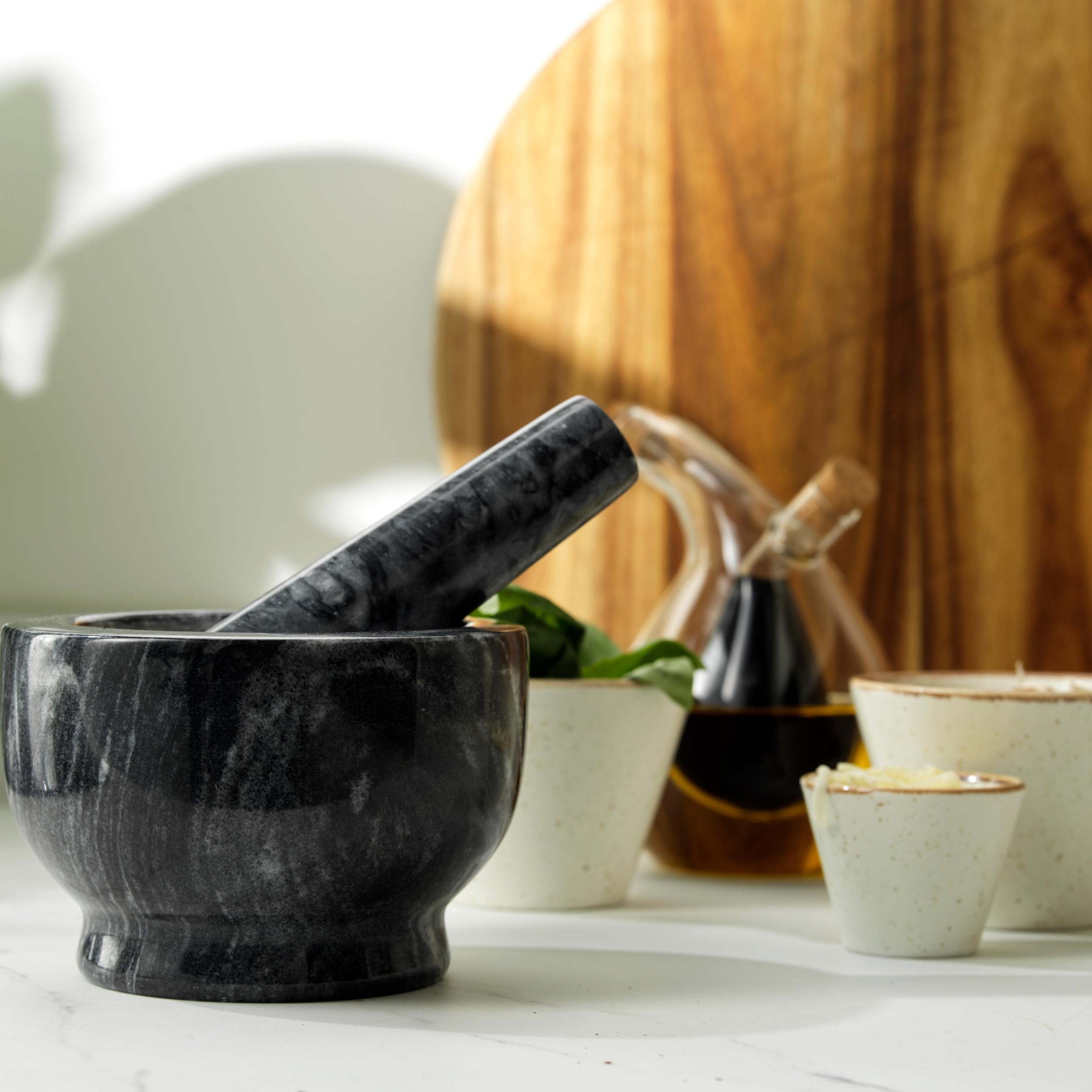 Salter BW11852EU7 Marble Pestle and Mortar Set - Black Solid Marble | Heavy Weight | 130x130x90mm 5