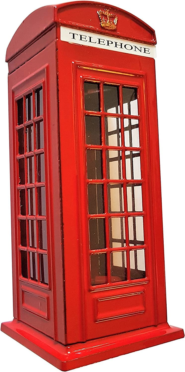 2 UR DOOR Red Phone Booth Money Box Bank Souvenir | Die Cast Zinc | 140x60x60mm