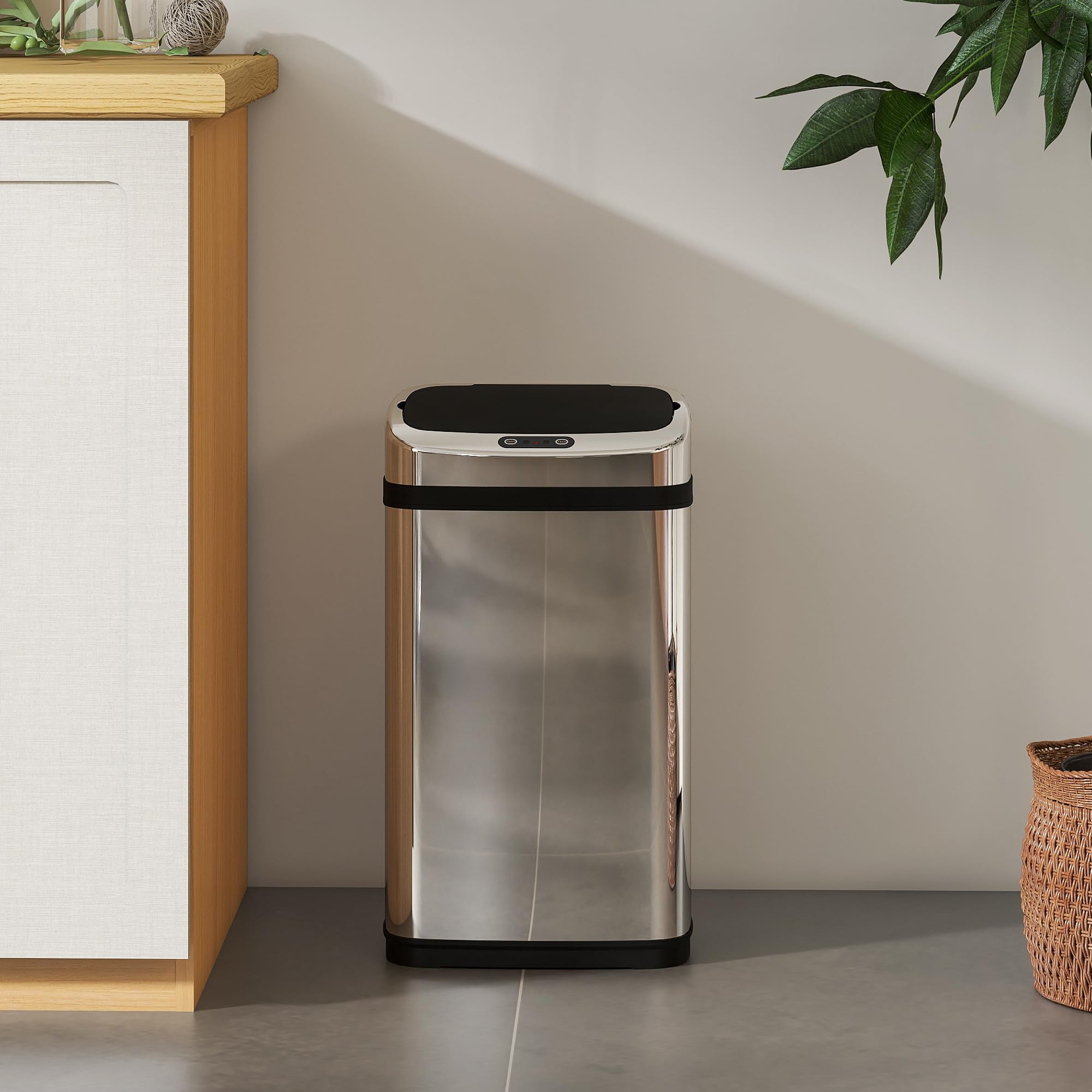 HOMCOM 30L Automatic Sensor Bathroom Bin - Stainless Steel | Motion Activated | Medium Size 8