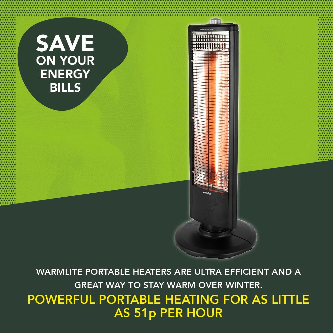Warmlite WL42013 Freestanding Carbon Infrared Heater - 1000W, Oscillation, Overheat Protection 4