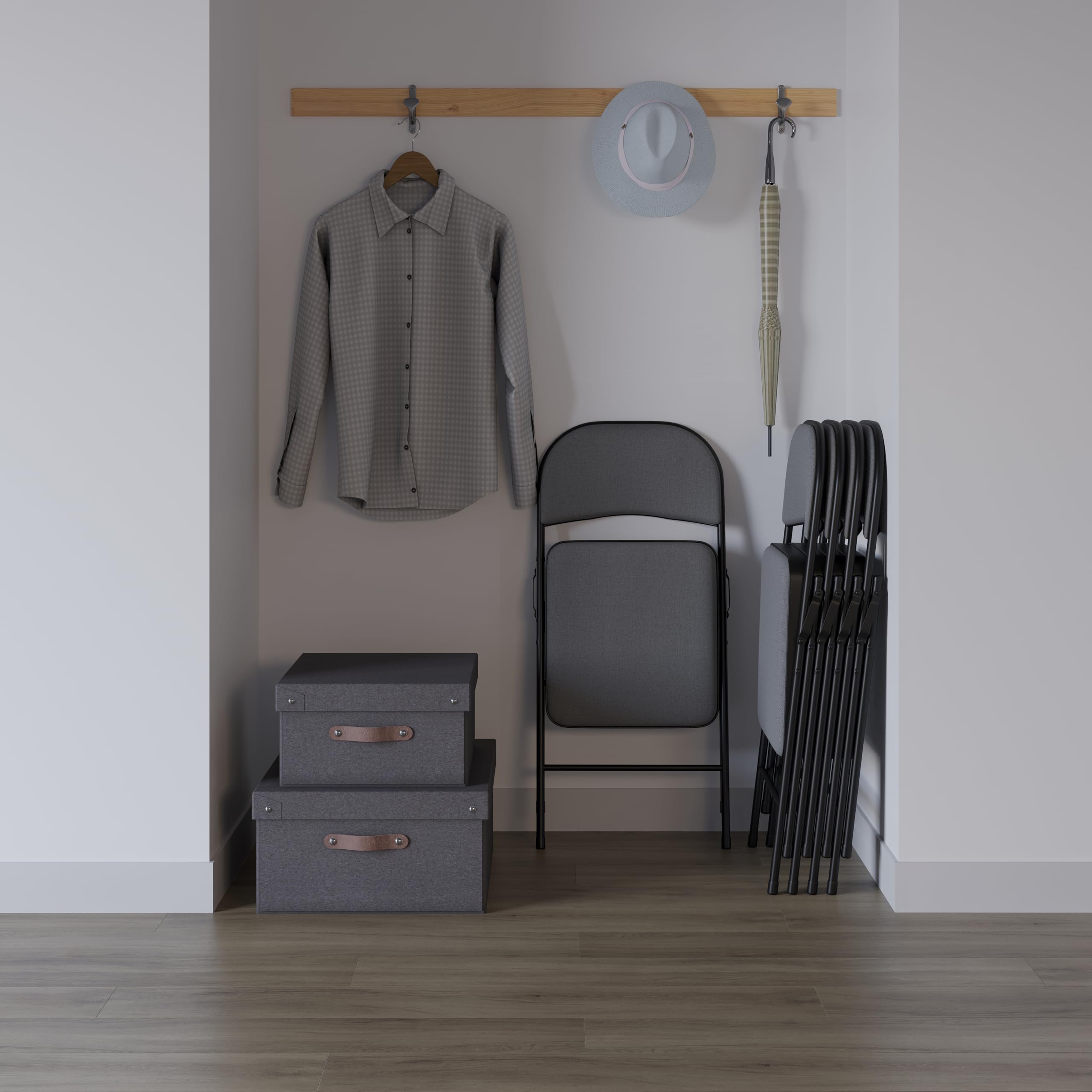 Build Rapido Padded Folding Chair - Heavy Duty Steel Frame | Grey | Oversized 6
