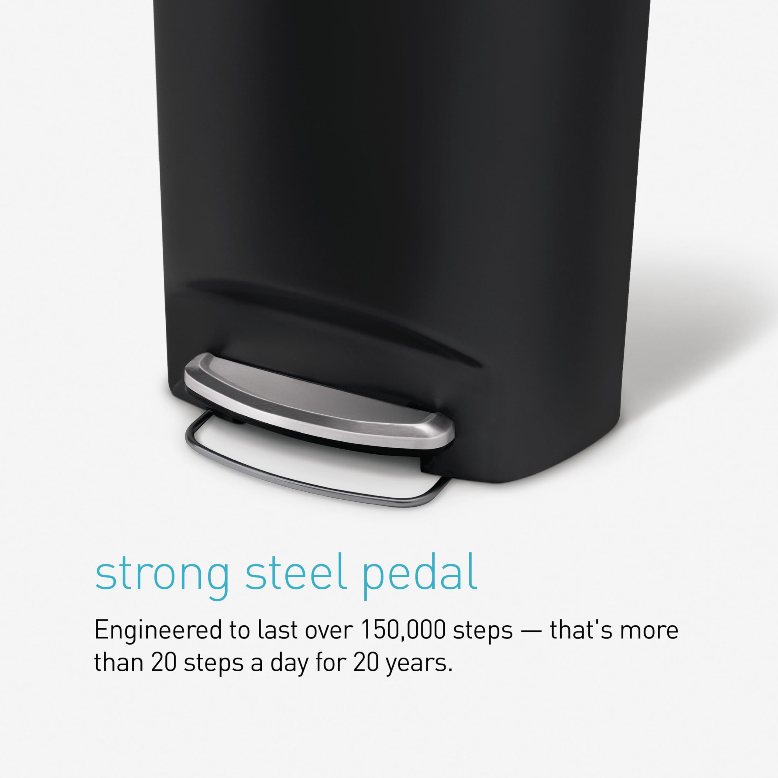 simplehuman CW1355 50L Semi-Round Kitchen Pedal Bin with Lid Lock, Black 3