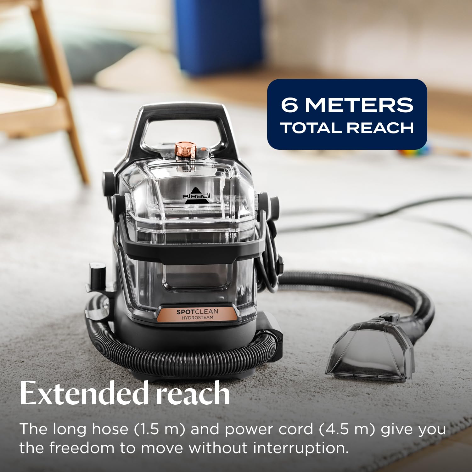 BISSELL SpotClean HydroSteam Portable Spot Cleaner 3689E - 1000W Power | SteamWash Technology 8
