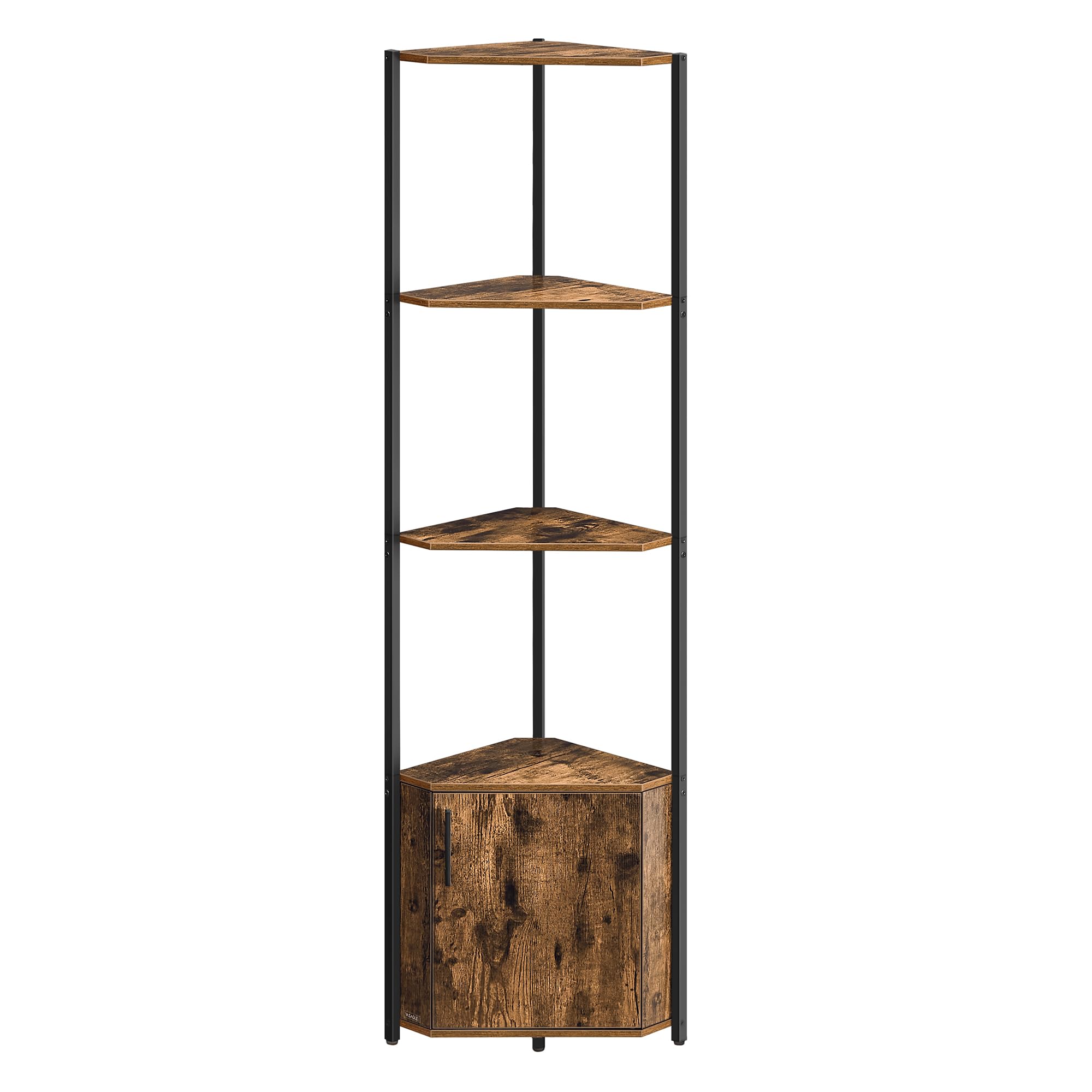 VASAGLE Corner Shelf with Storage - 5-Tier | Rustic Brown + Ink Black | 25.4 x 44.5 x 147.3 cm 1