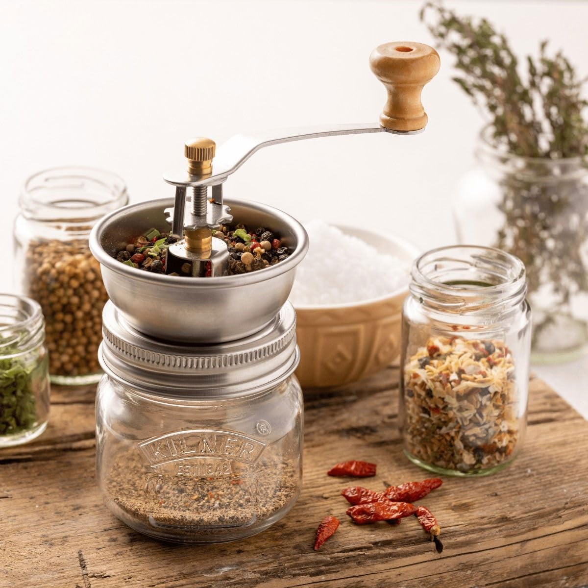 Kilner Seasoning Grinder - 250ml Glass Jar with Ceramic Grinder for Salt & Pepper 5