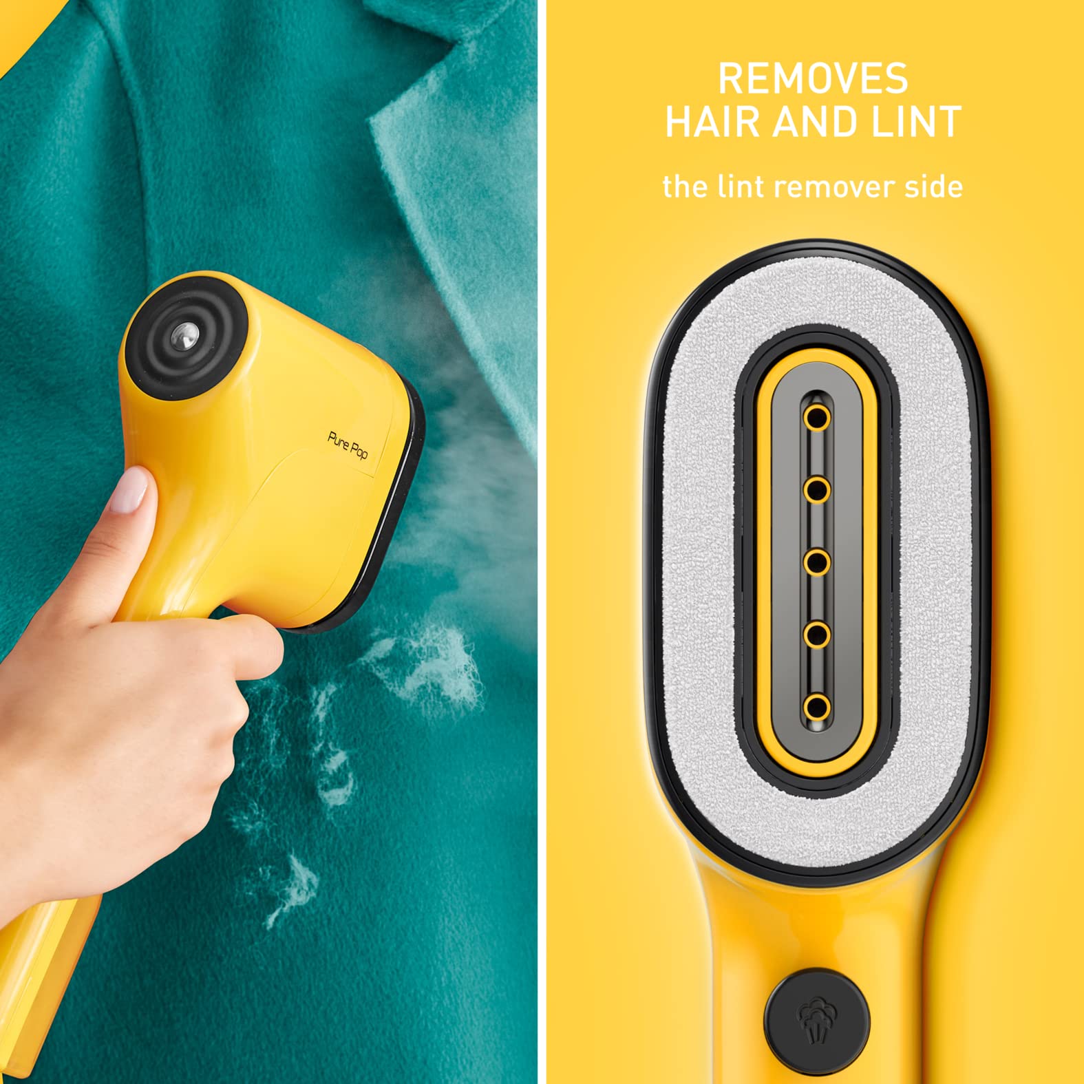Tefal Pure Pop Slim Handheld Clothes Steamer - 15s Heat-Up | 20g/min Steam | 70ml Tank | Yellow | DT2026 5