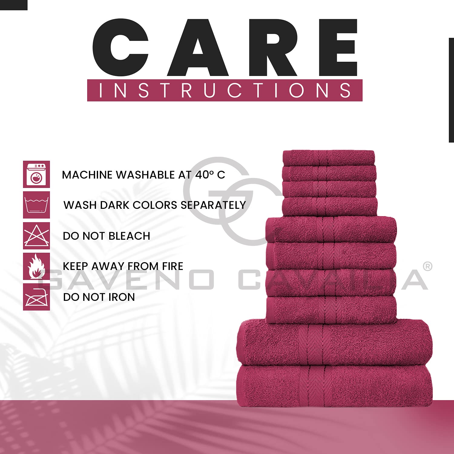 GC GAVENO CAVAILIA 10 Piece Cotton Towel Bale Set | 450 GSM | Deep Red | Quick Drying 5