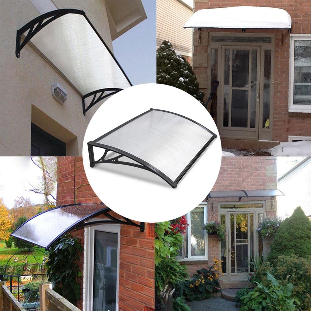 Yaheetech Modern Door & Window Canopy Awning | Polycarbonate | 120 x 80 cm | Rust-Free Aluminum Frame 3