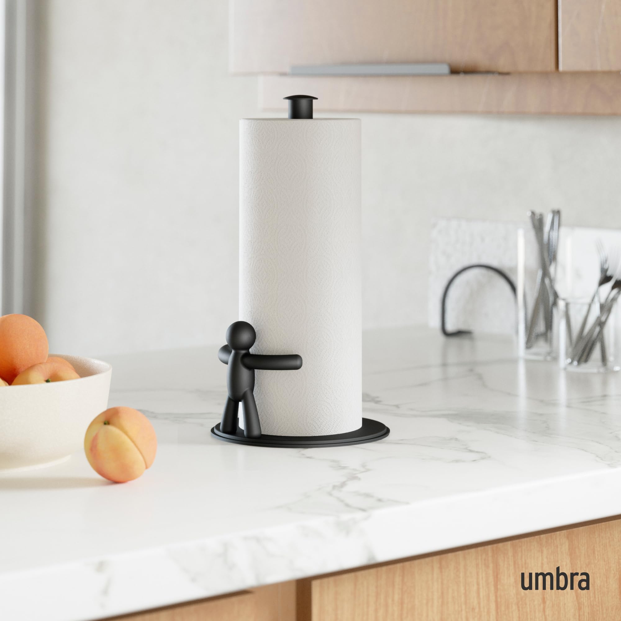 Umbra Buddy Counter Top Paper Towel Holder - Soft-Touch Polypropylene & Metal | Black 2