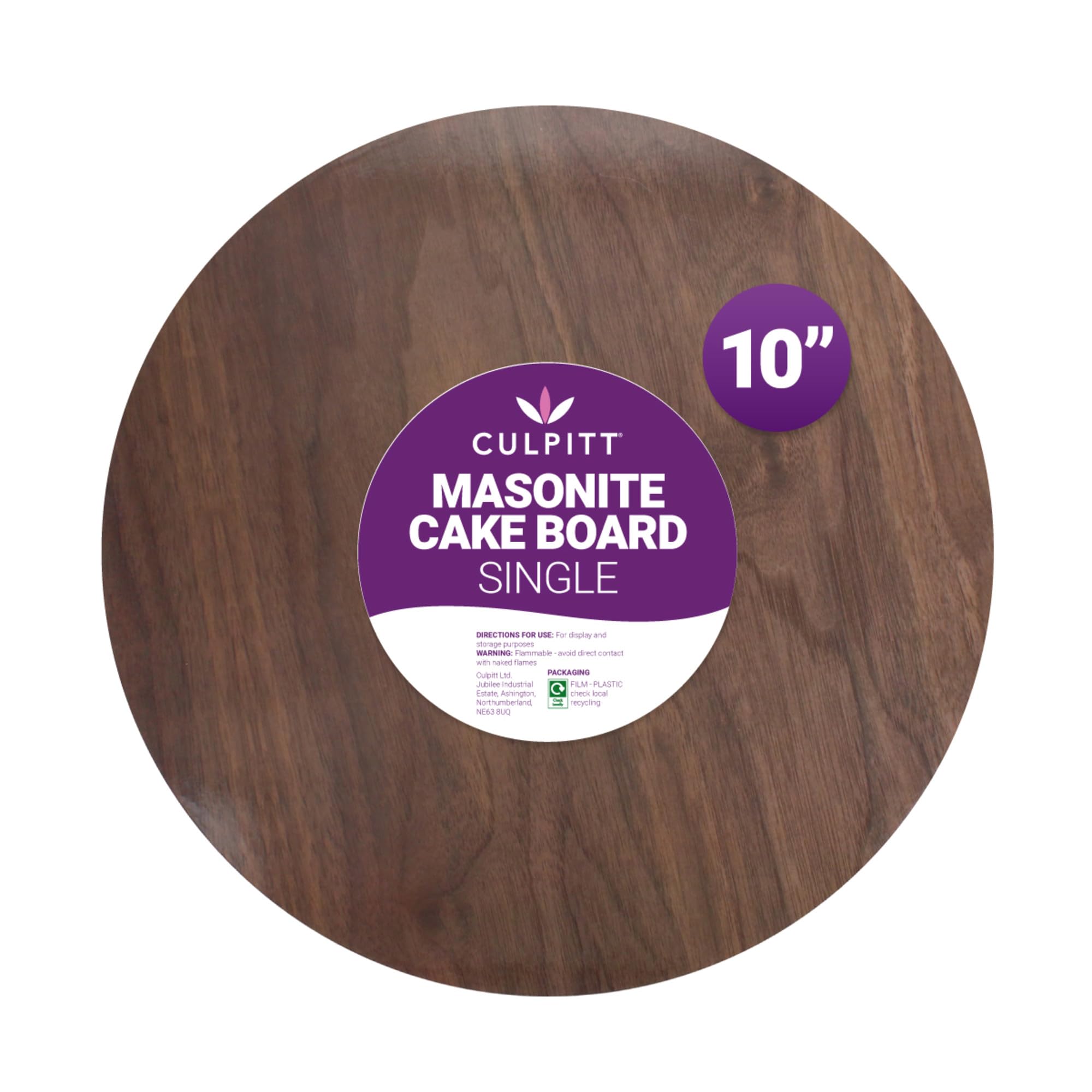 Culpitt Masonite Cake Board - Extra Strong Wood Effect Display | 10 Inch Round | Pack of 1 1