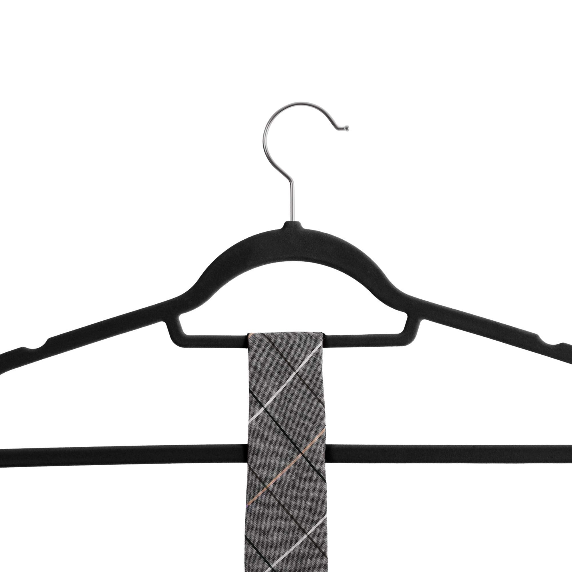 SONGMICS Velvet Hangers Set of 50 - Non-Slip, Space-Saving, 0.6cm Thick, 43.5cm Long | Silver & Black 4