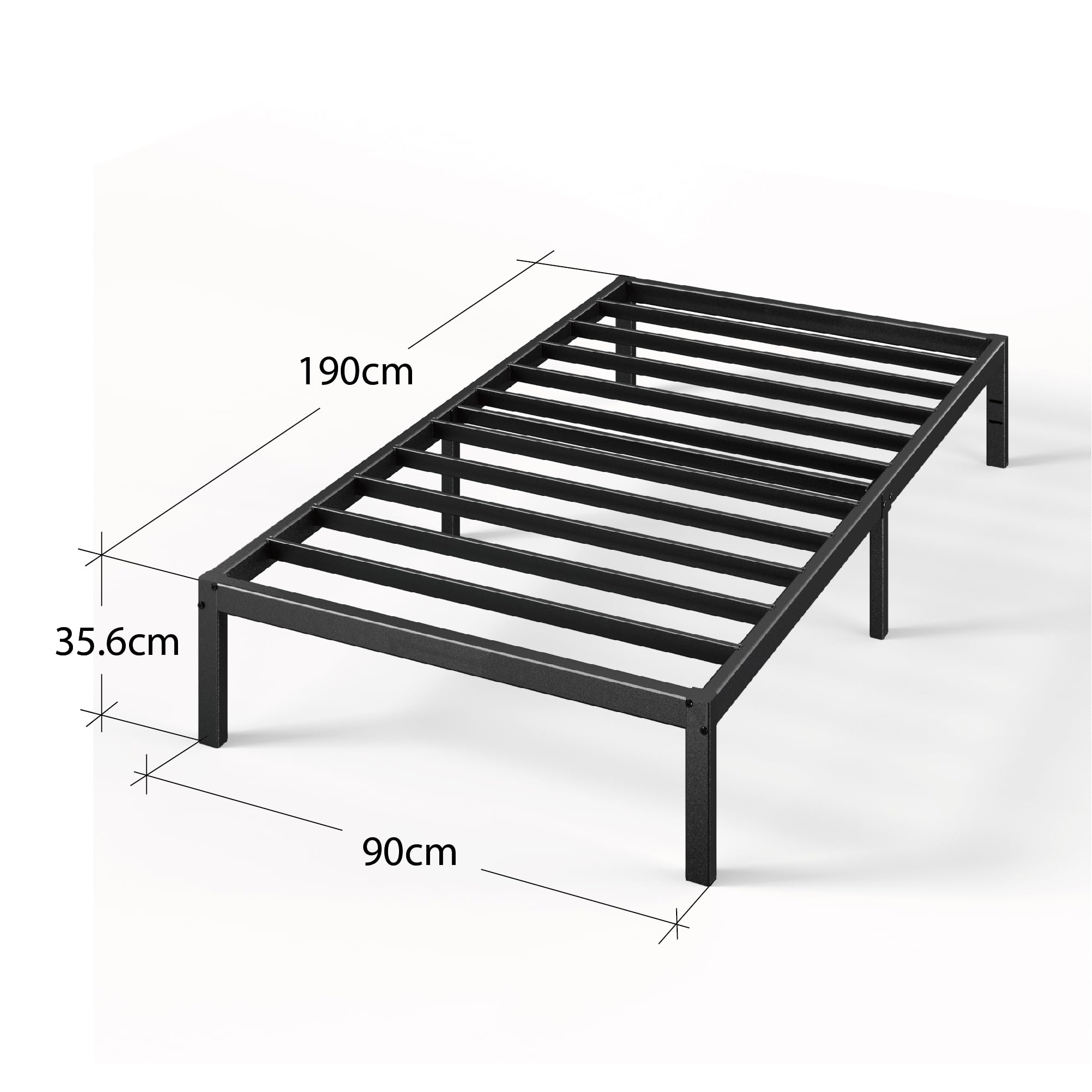 Zinus Elias Single Bed Frame - Black Alloy Steel | 190x90cm | 350 lbs Capacity 6