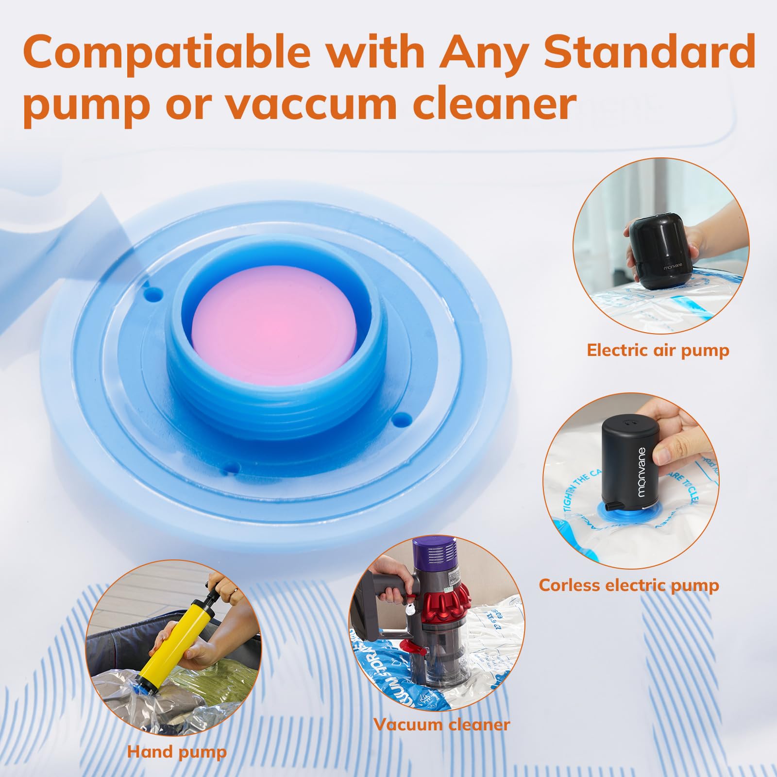 MONVANE Vacuum Compression Storage Bags - 12 Pack Reusable Space Saver for Travel & Home | PA+PE Blue 3