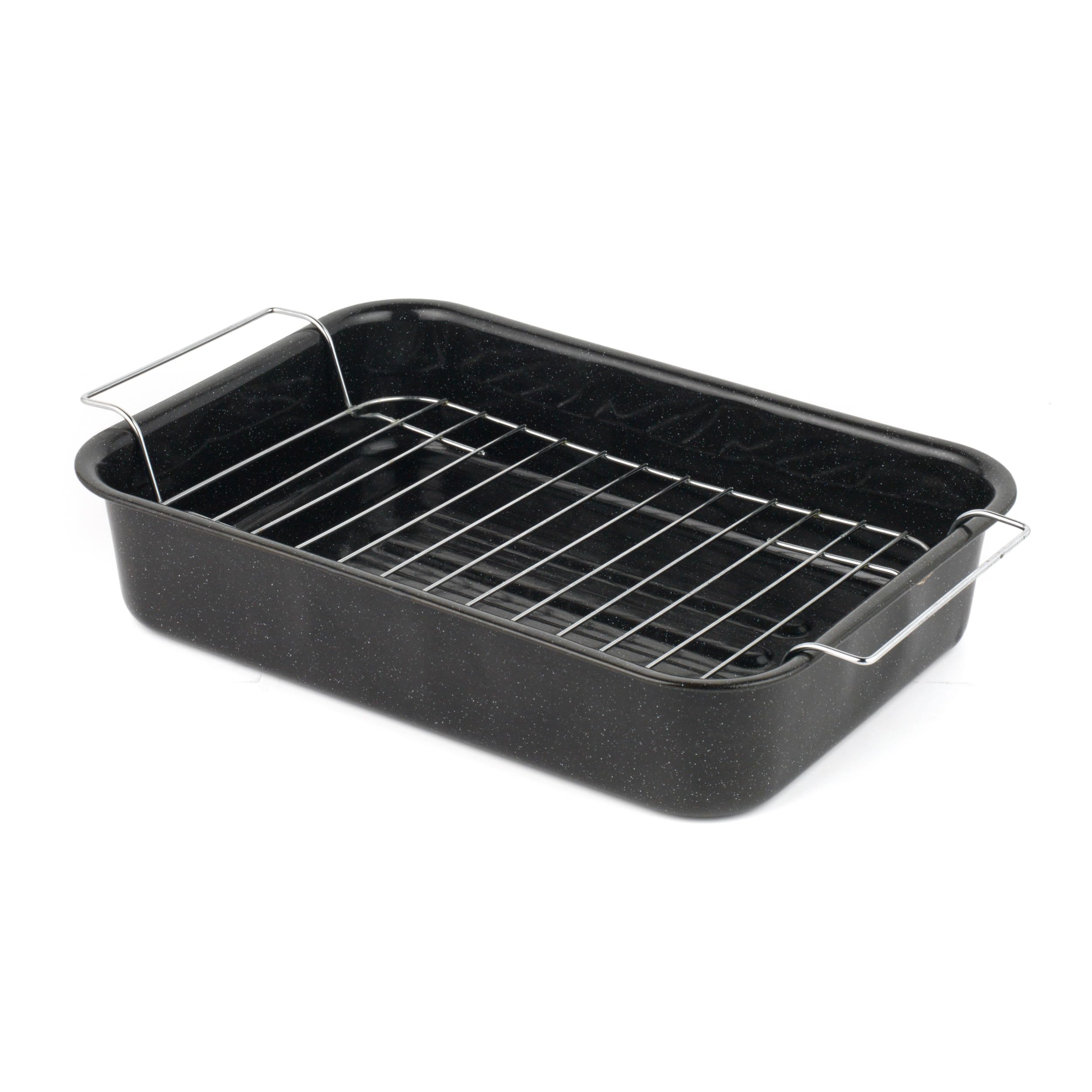 Salter Vitreous Enamel 34cm Roaster & Stainless Steel Rack | Black | Oven Safe up to 230°C 1