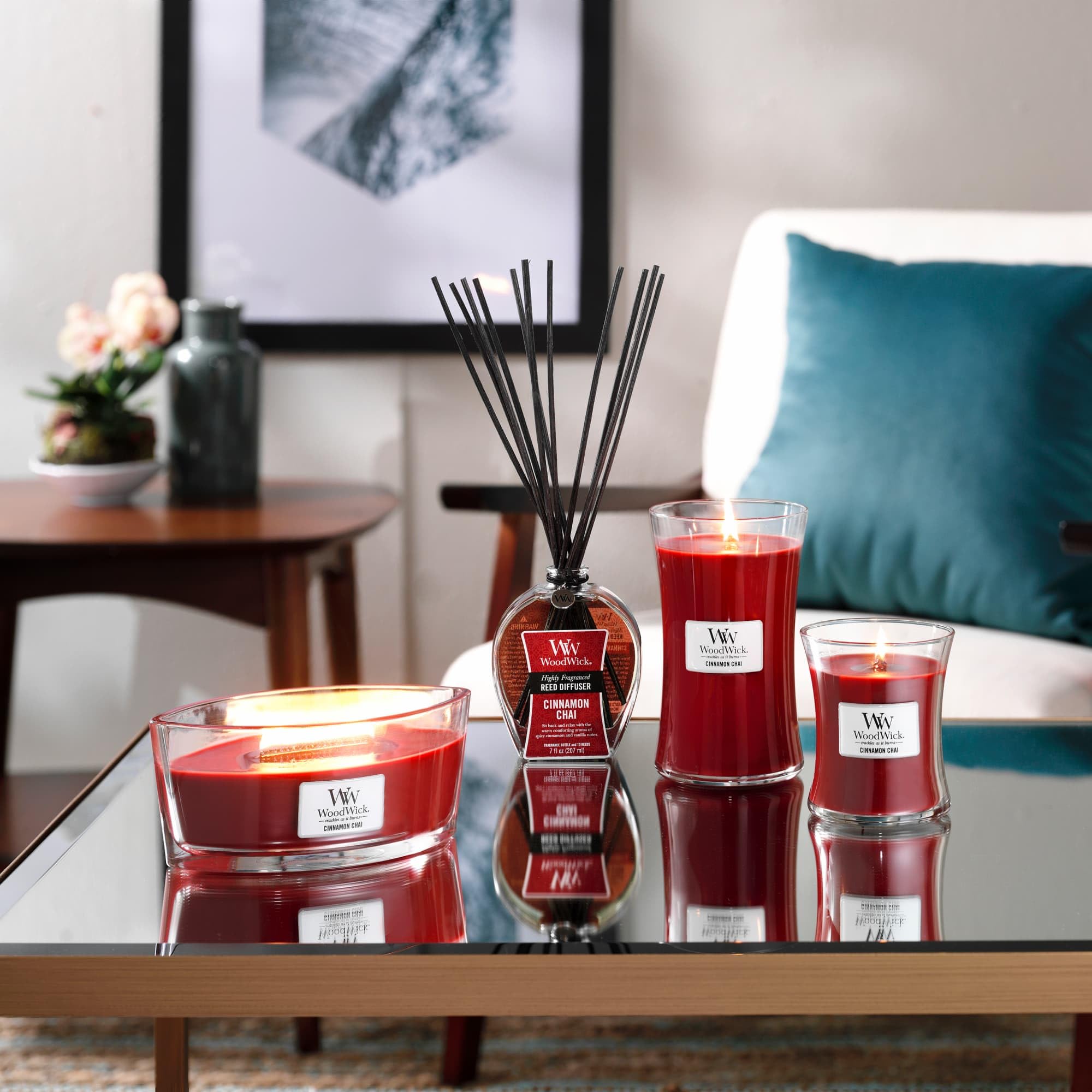 WoodWick Large Hourglass Scented Candle - Cinnamon Chai | Crackling Wooden Wick | 610g 9