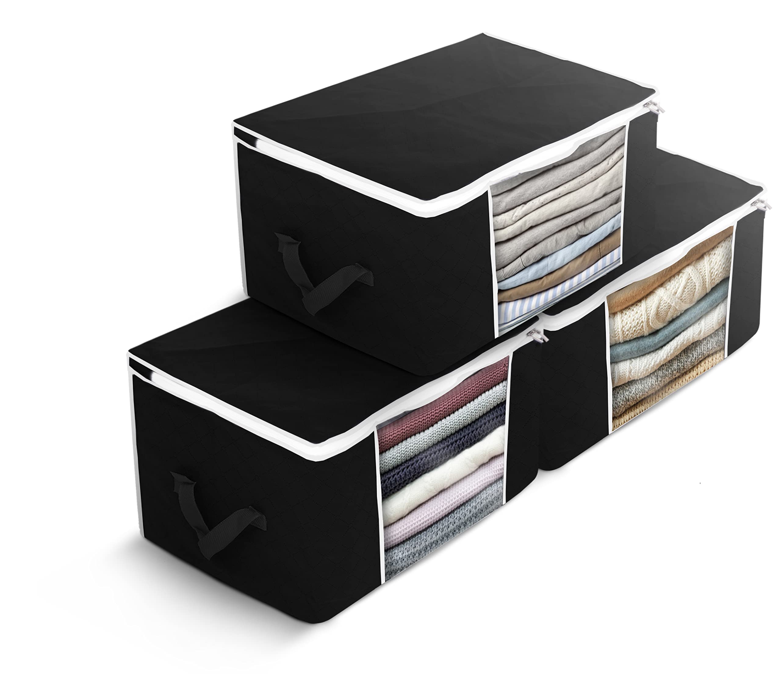 delka 90L Under-Bed Storage Bags with Lids | Tear-Resistant Fabric | Set of 3 1