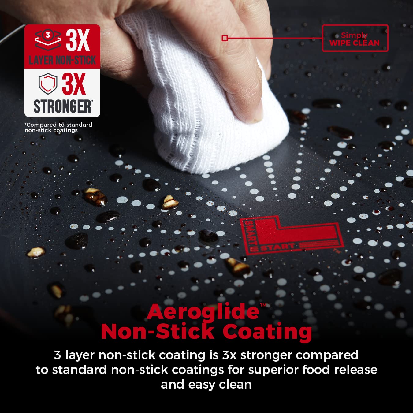 Tower T700301 SmartStart Classic 28cm Aluminium Frying Pan with Aeroglide Non-Stick 4