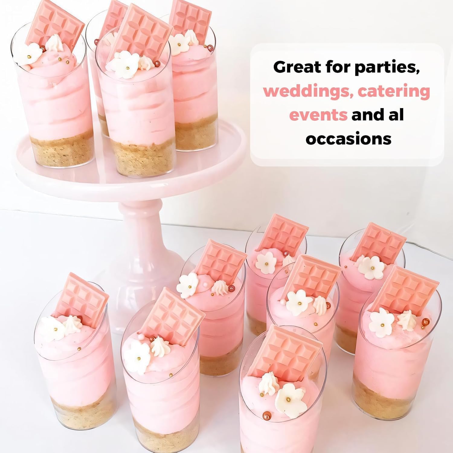 Woobroo 100 Pcs Mini Angled Dessert Cups - 2.5Oz/75ml Clear Reusable Bowls with Spoons 5
