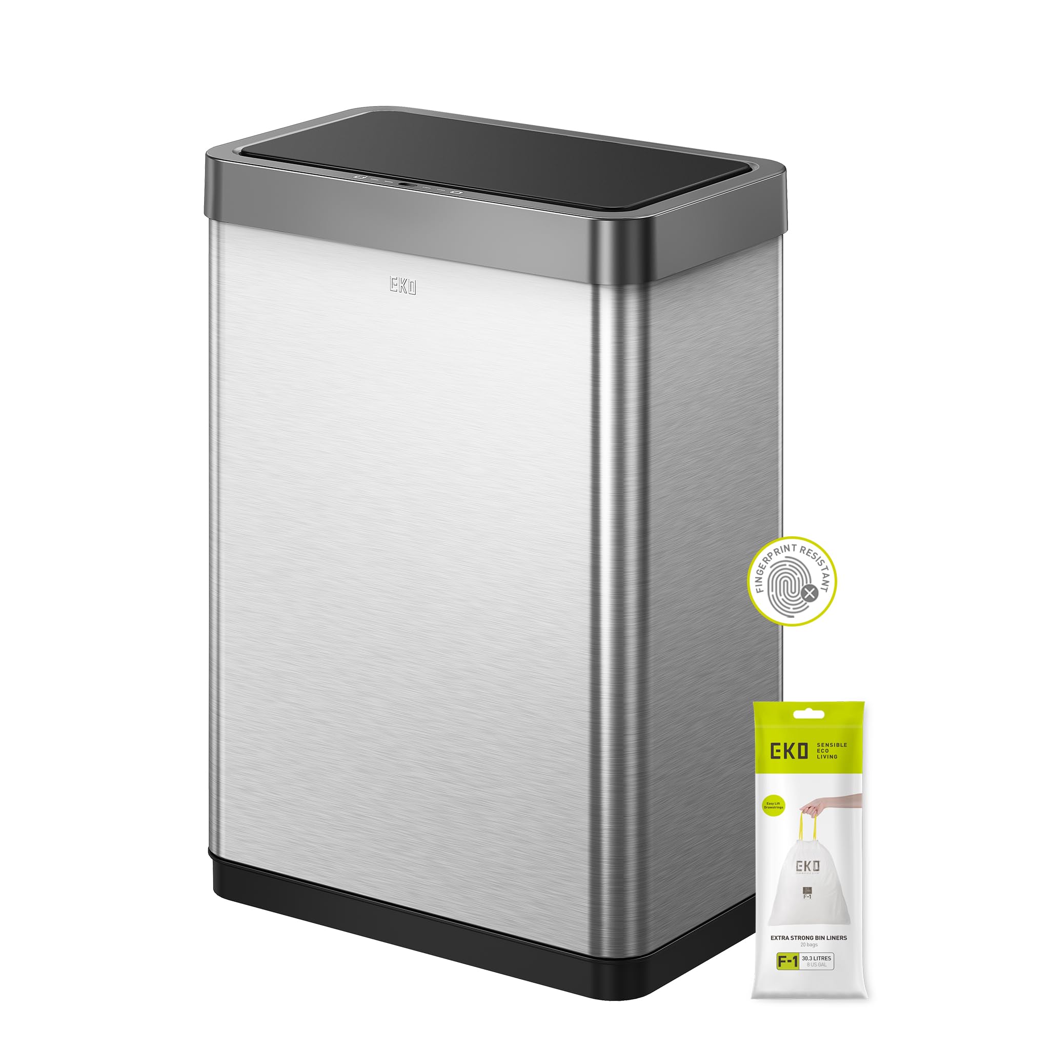 EKO Mirage X Automatic Sensor Kitchen Bin - 40L Dual Compartment Recycling | Stainless Steel 1