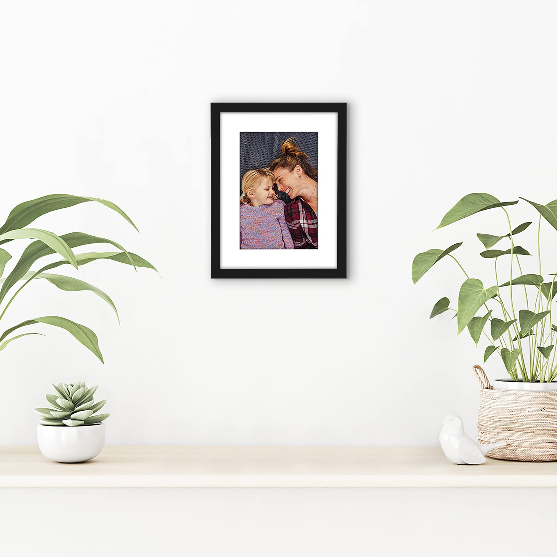 Americanflat 8x6 Black Photo Frame with 6x4 Mount | Shatter-Resistant Glass | Tabletop & Wall Mount 4