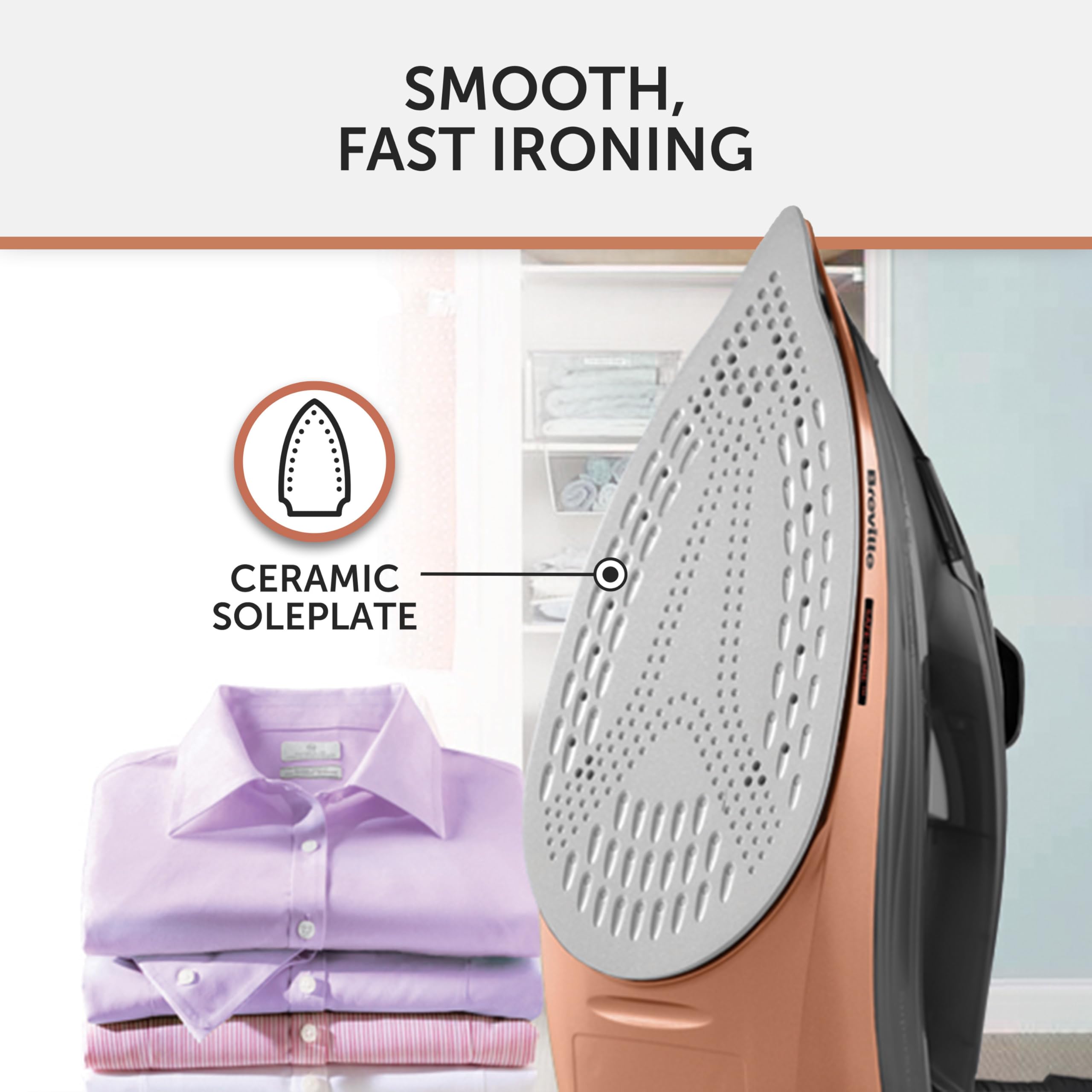 Breville SuperSteam Steam Iron - 2600W Power | 190g/min Steam Shot | Ceramic Soleplate