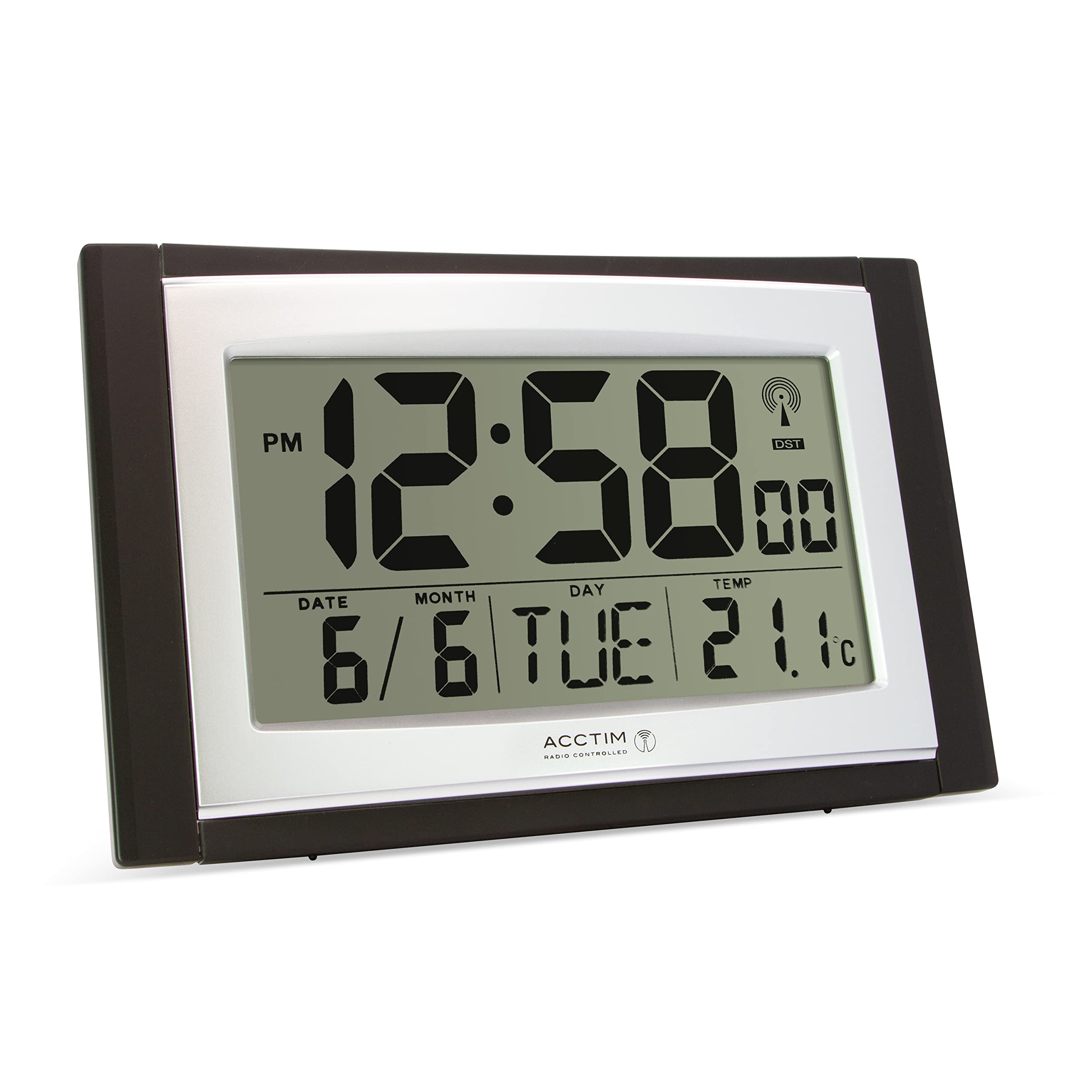 Acctim Stratus 74053 Radio Controlled Wall/Desk Clock | Black | Large LCD Display 4