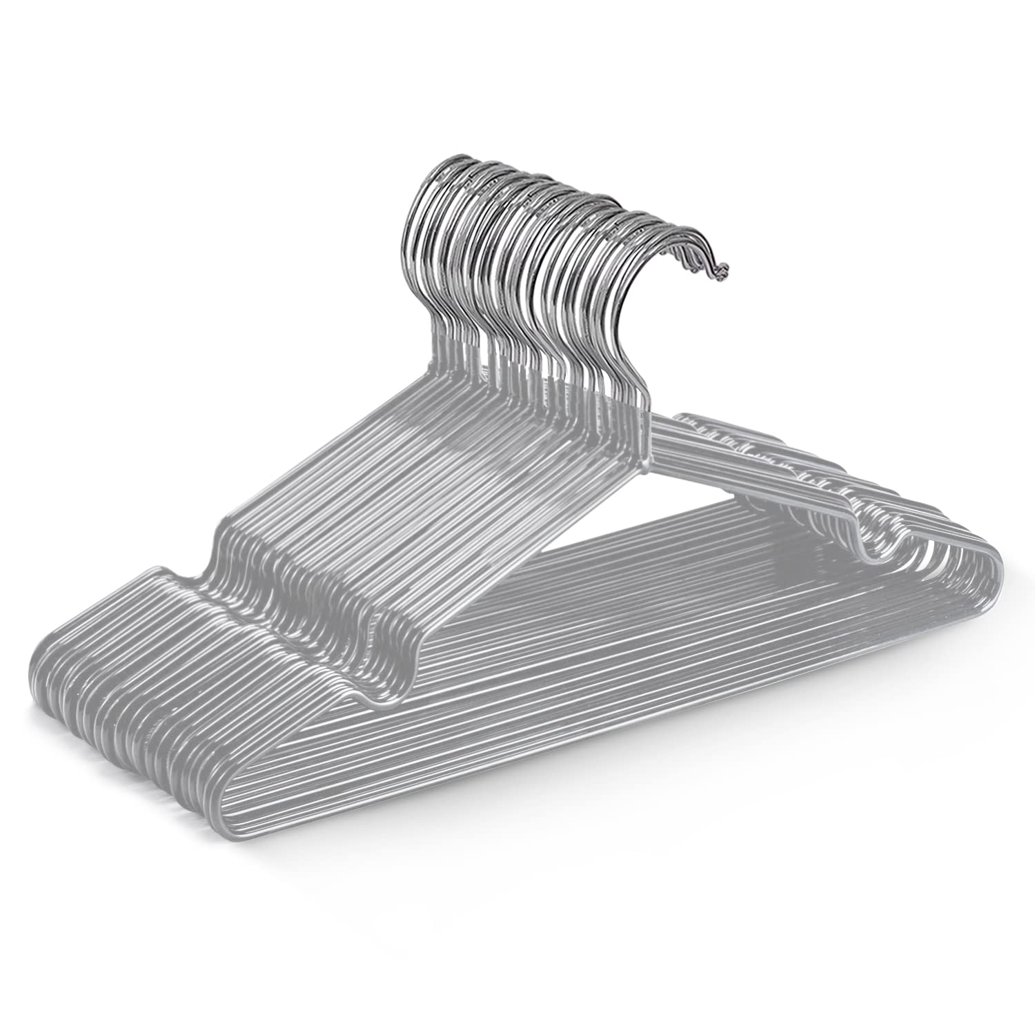 KEPLIN 20x Premium Rubber Coated Metal Hangers - Heavy Duty, Space Saving | Grey | 42 x 0.5 x 19.2 cm