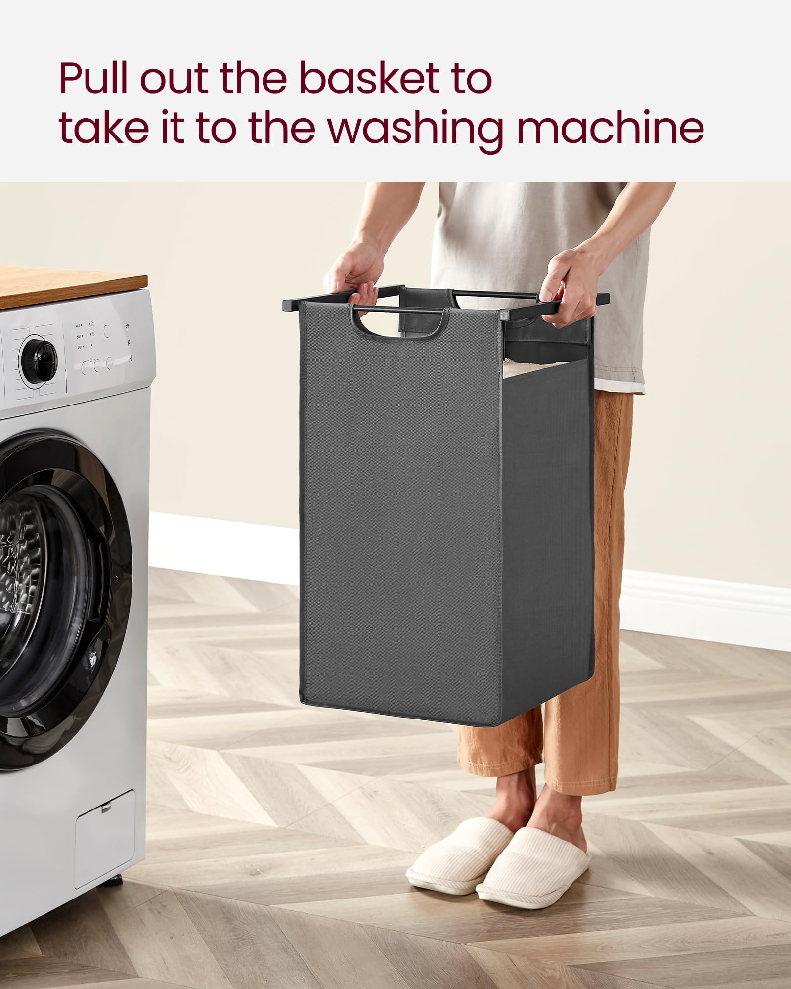 VASAGLE 2-Compartment Laundry Hamper with Shelf | 92 L Capacity | Rustic Brown & Grey 8