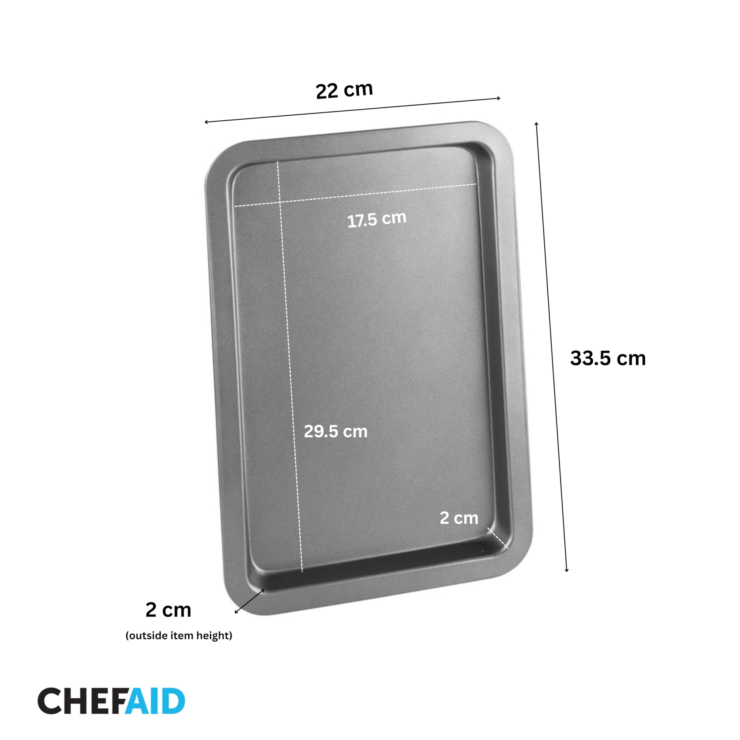 Chef Aid Carbon Steel Baking Tray - Non-Stick, Fridge/Freezer Safe | 33.5 x 22 cm 2