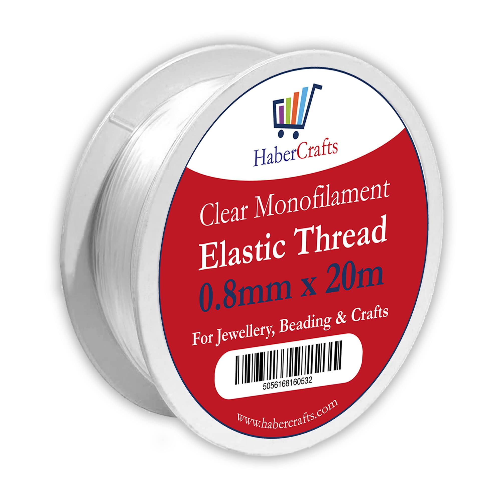 Habercrafts Clear Elastic Nylon Thread - 0.8mm Diameter, 20 Meters Length | Strong & Durable 1