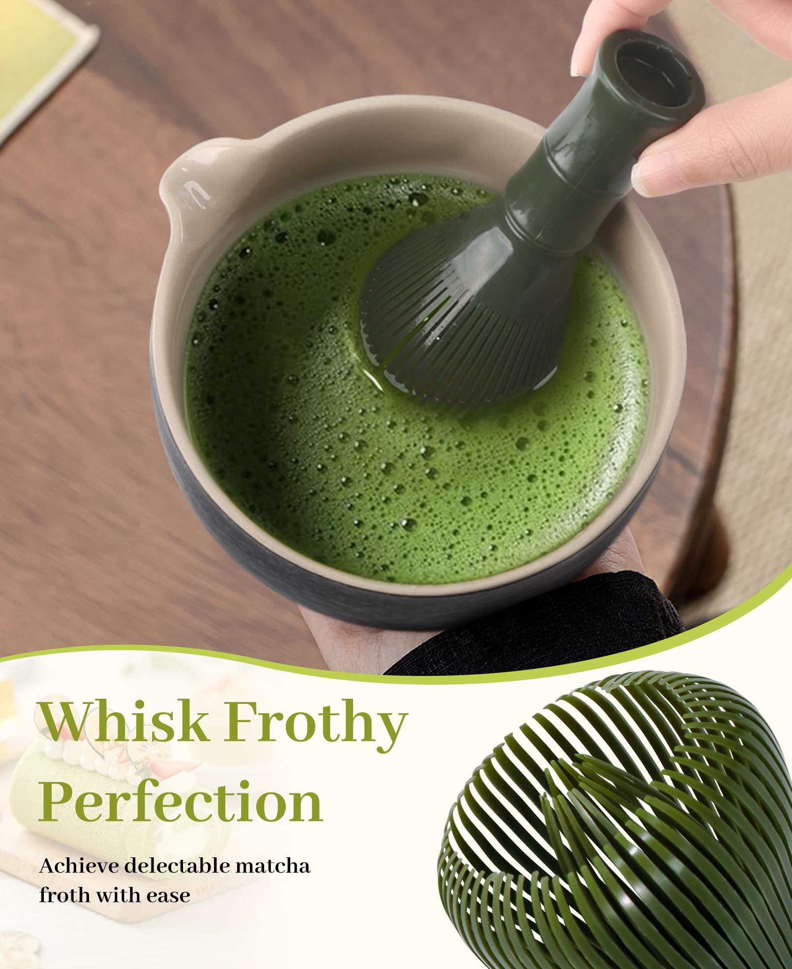 Admygo Premium Green Resin Matcha Whisk - Traditional Japanese Chasen for Authentic Preparation 4