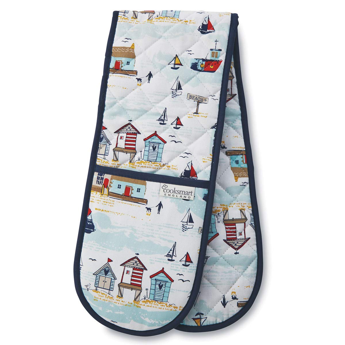 Cooksmart Double Oven Gloves - Heat Resistant Protection | 100% Cotton | Beside the Seaside