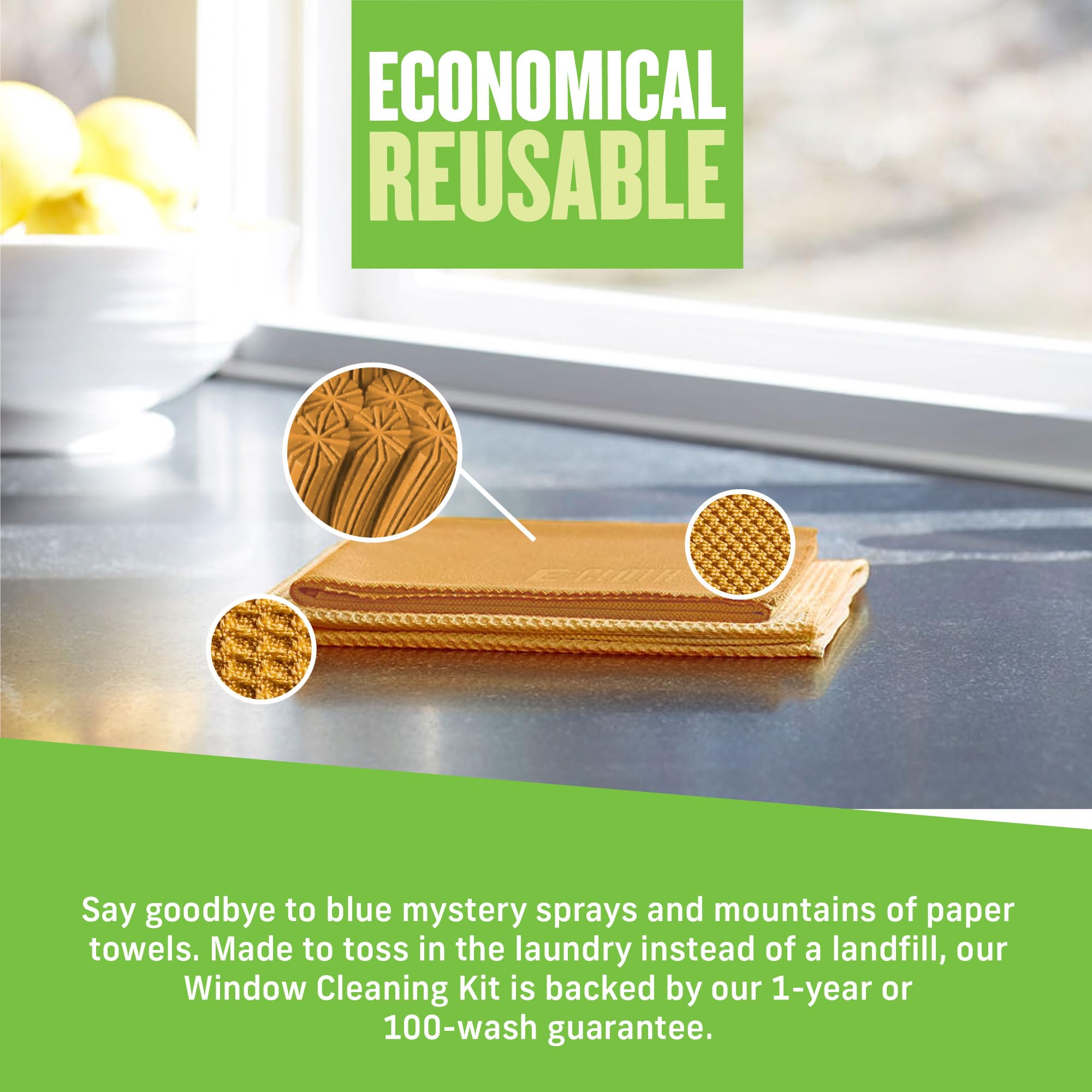 E-Cloth Window Cleaning Set - Streak-Free Microfibre Cloths | 2 Cloth Set | 300 Wash Guarantee 5