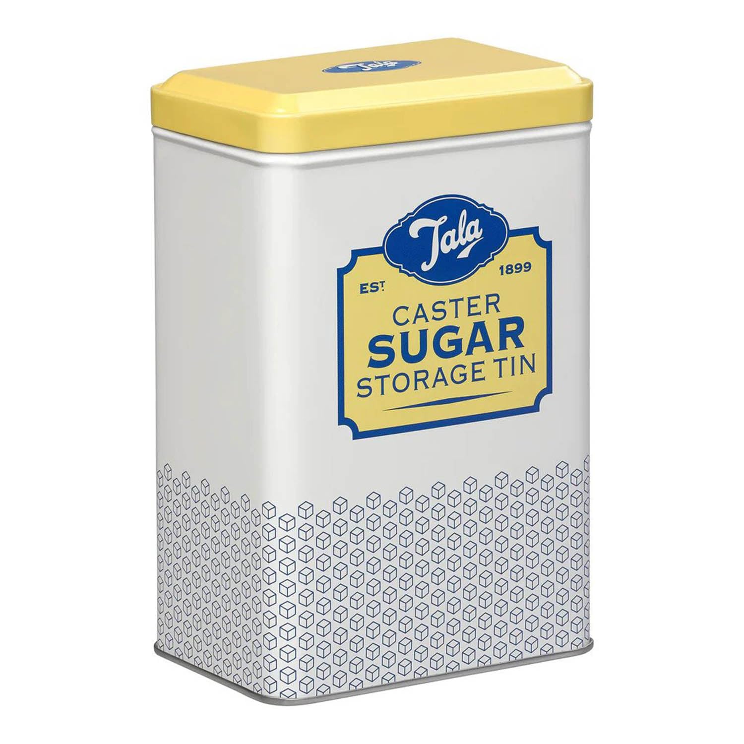 Tala Originals Metal Storage Tin for Caster Sugar | Yellow & Cream Nostalgic Design | 163x105x70mm 1