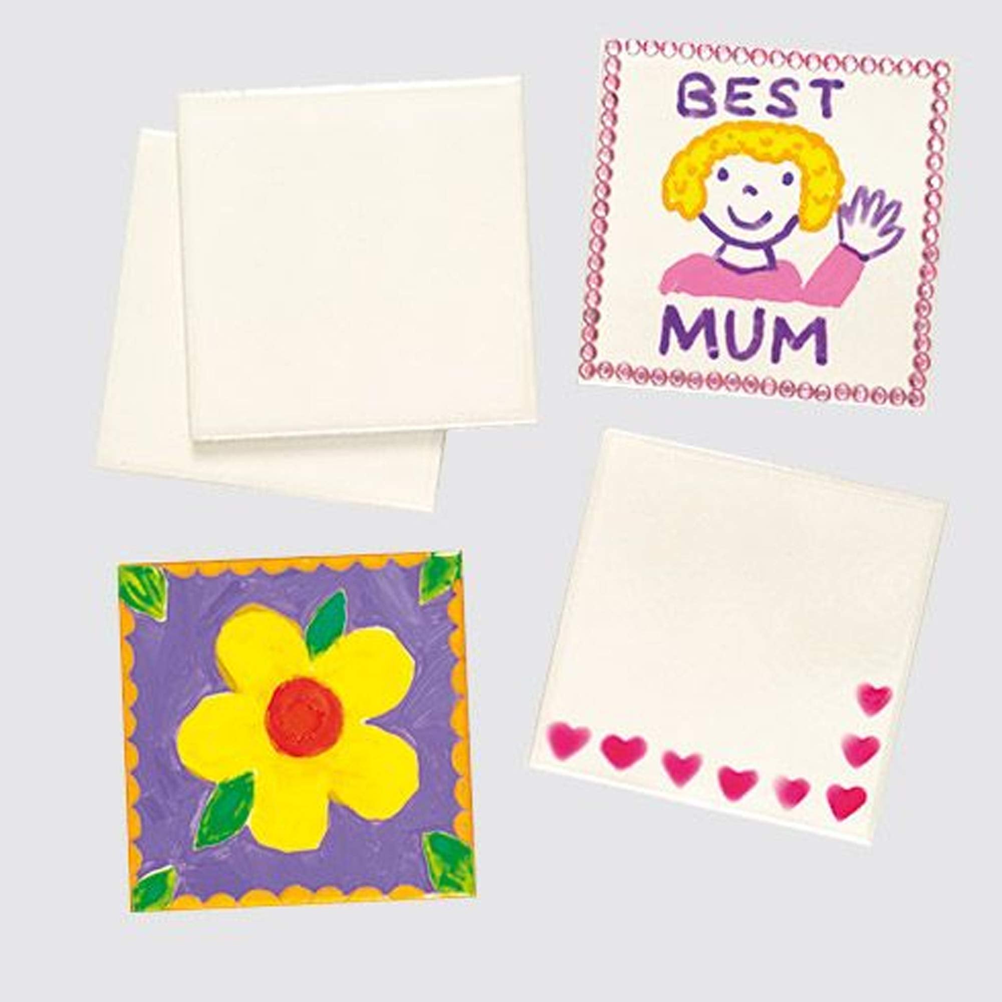 Baker Ross EK3336 Paint Your Own Ceramic Coasters - Pack of 6 | 95mm Square 3