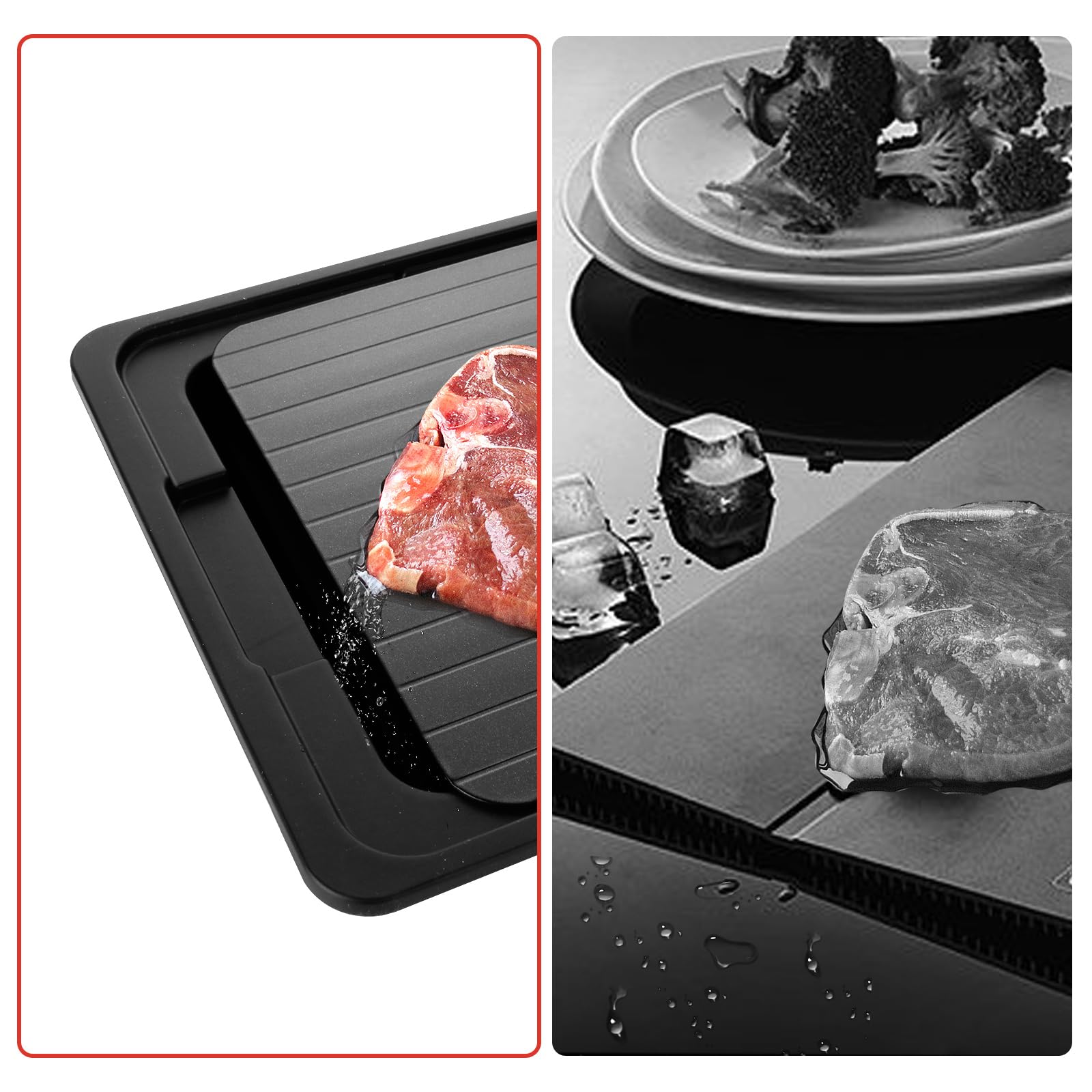 ASelected Fast Thaw Defrosting Tray - Quick Melt Plate with Drip Tray & Silicone Brush | 295 x 205 x 2 MM 4