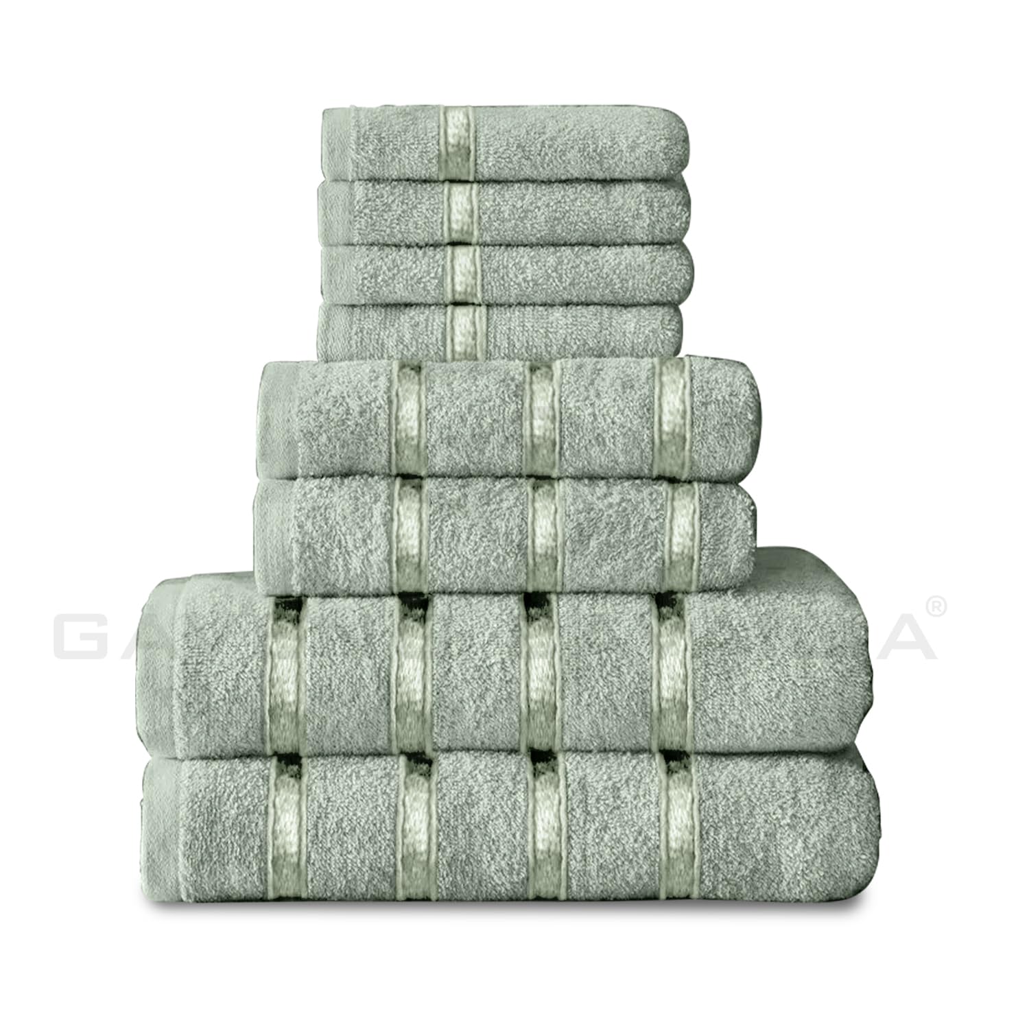 GC GAVENO CAVAILIA 8 Piece Towel Set - 450 GSM Quick Dry Cotton | Duck Egg | 4 Face, 2 Hand, 2 Bath 7